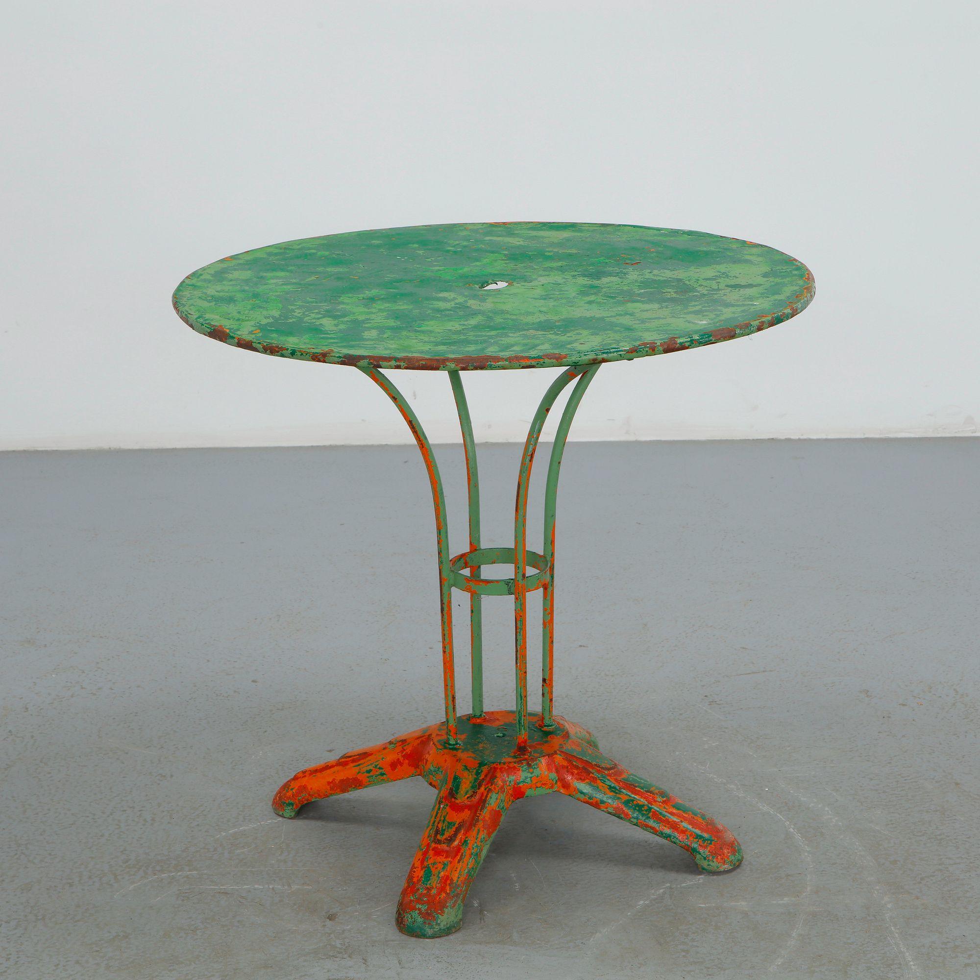 Round Parisian Metal Garden Table, 1950s