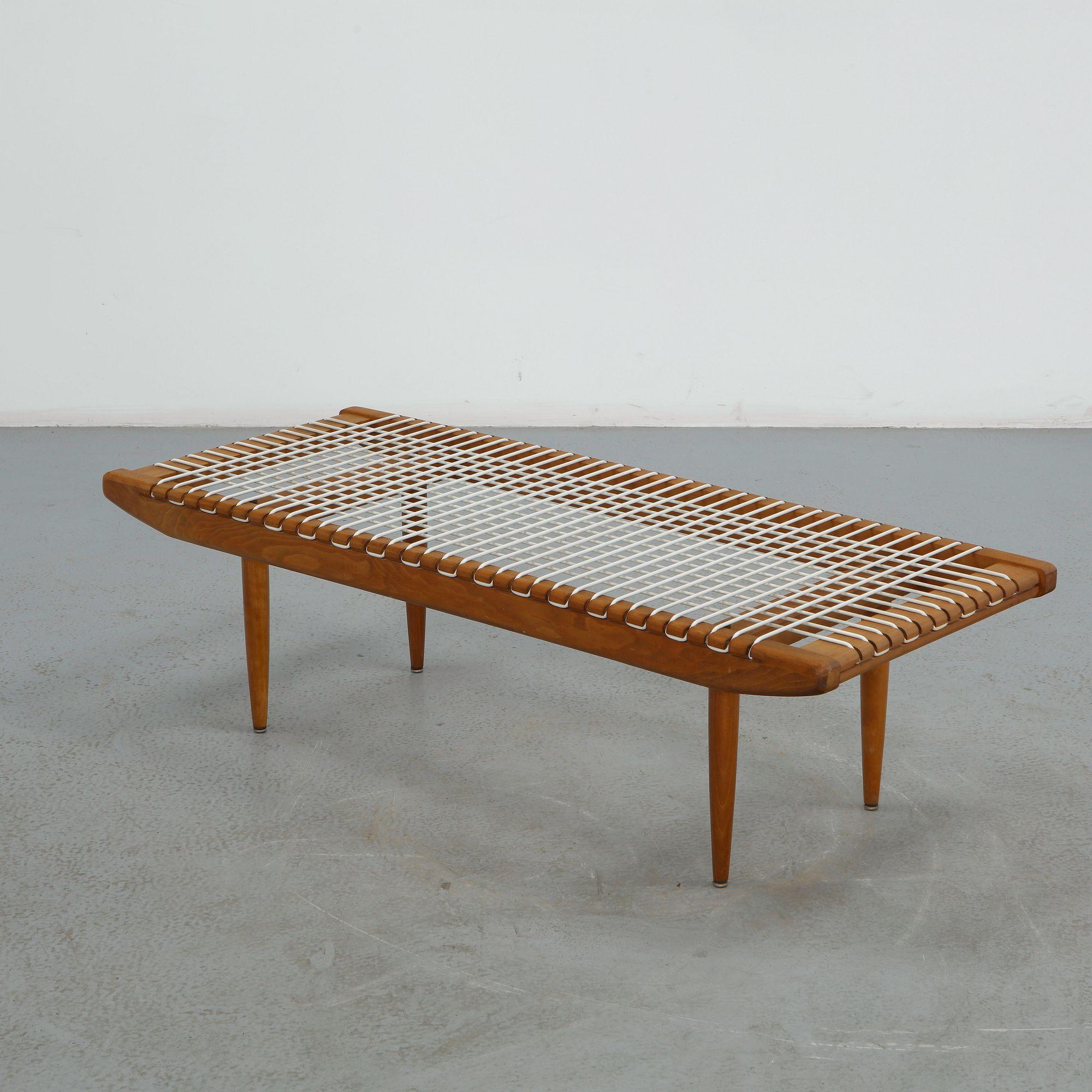 Georges Tigien, Teak Bench, 1950s