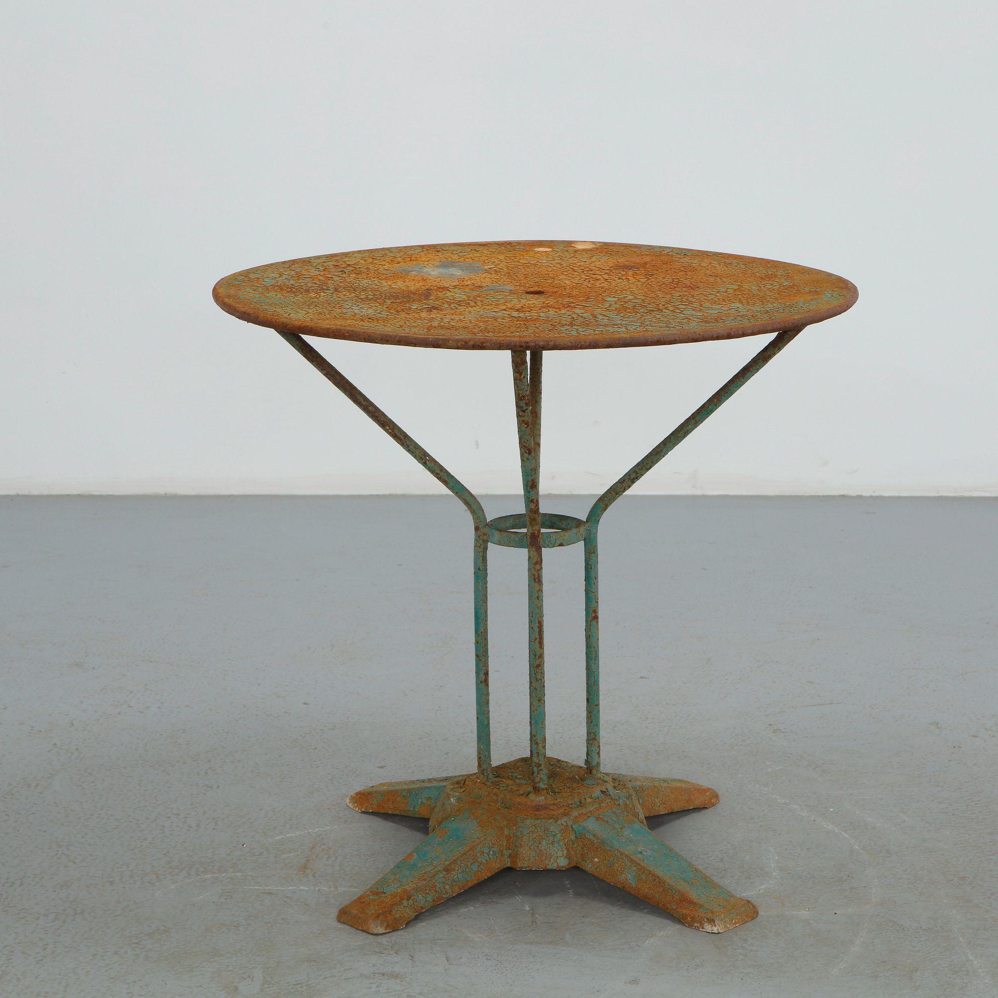 Round Parisian Metal Garden Table, 1950s