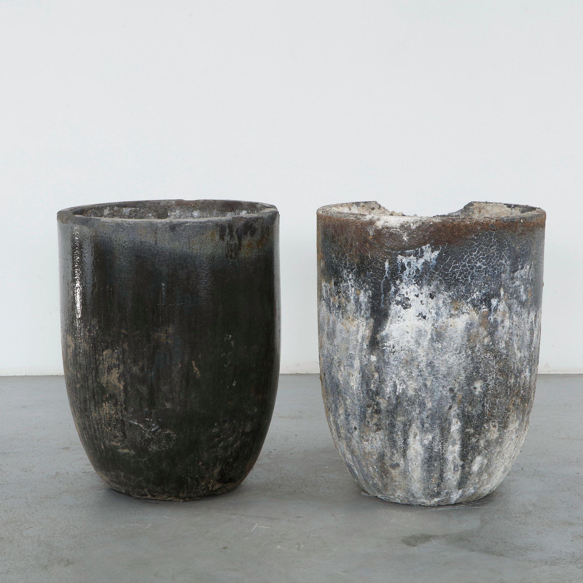 Pair of Large Foundry Crucible Planters, 1960s