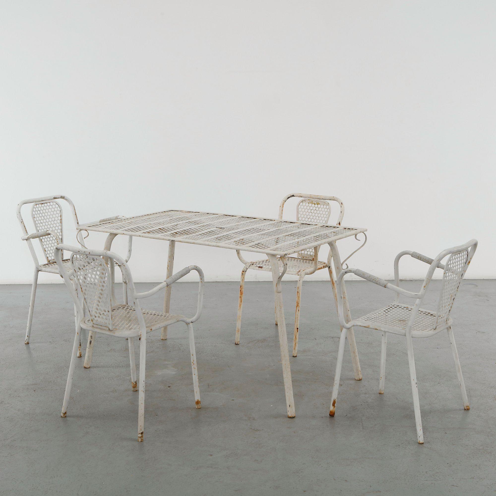 Rene Malval, Outdoor Metal Dining Set, 1950s