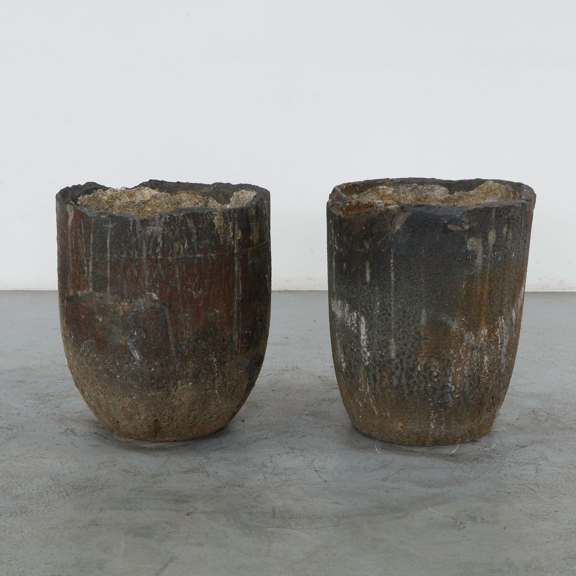 Pair of Foundry Crucible Planters, 1960s