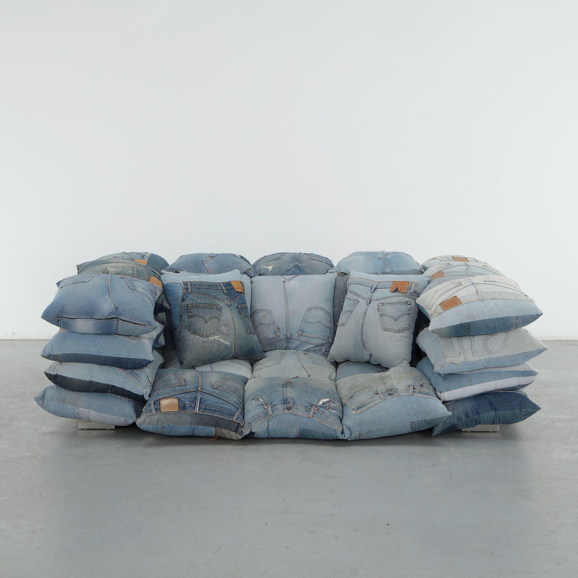 Recycled Levi's Denim Two Seater Sofa