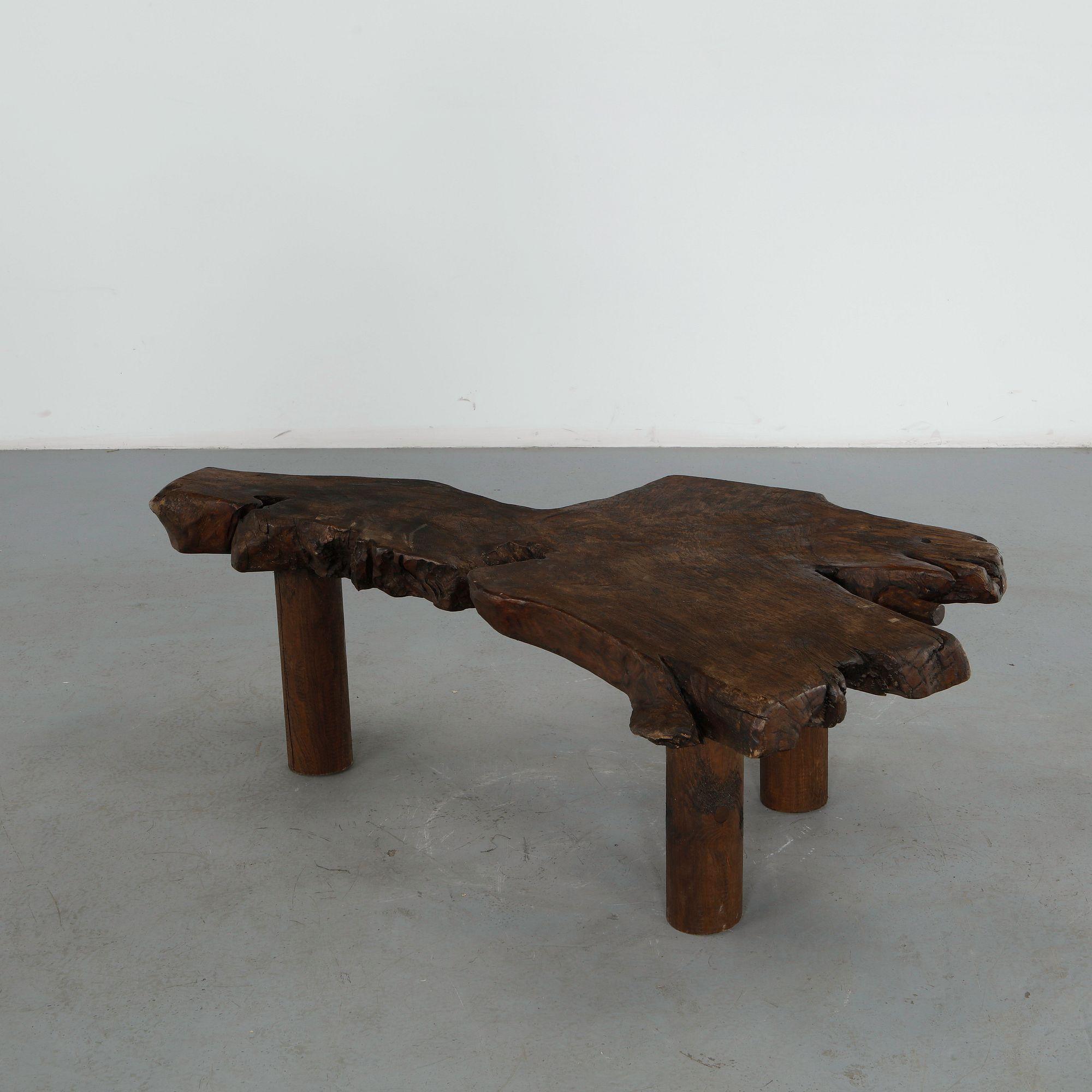 Rustic Live Edge Coffee Table, 1960s