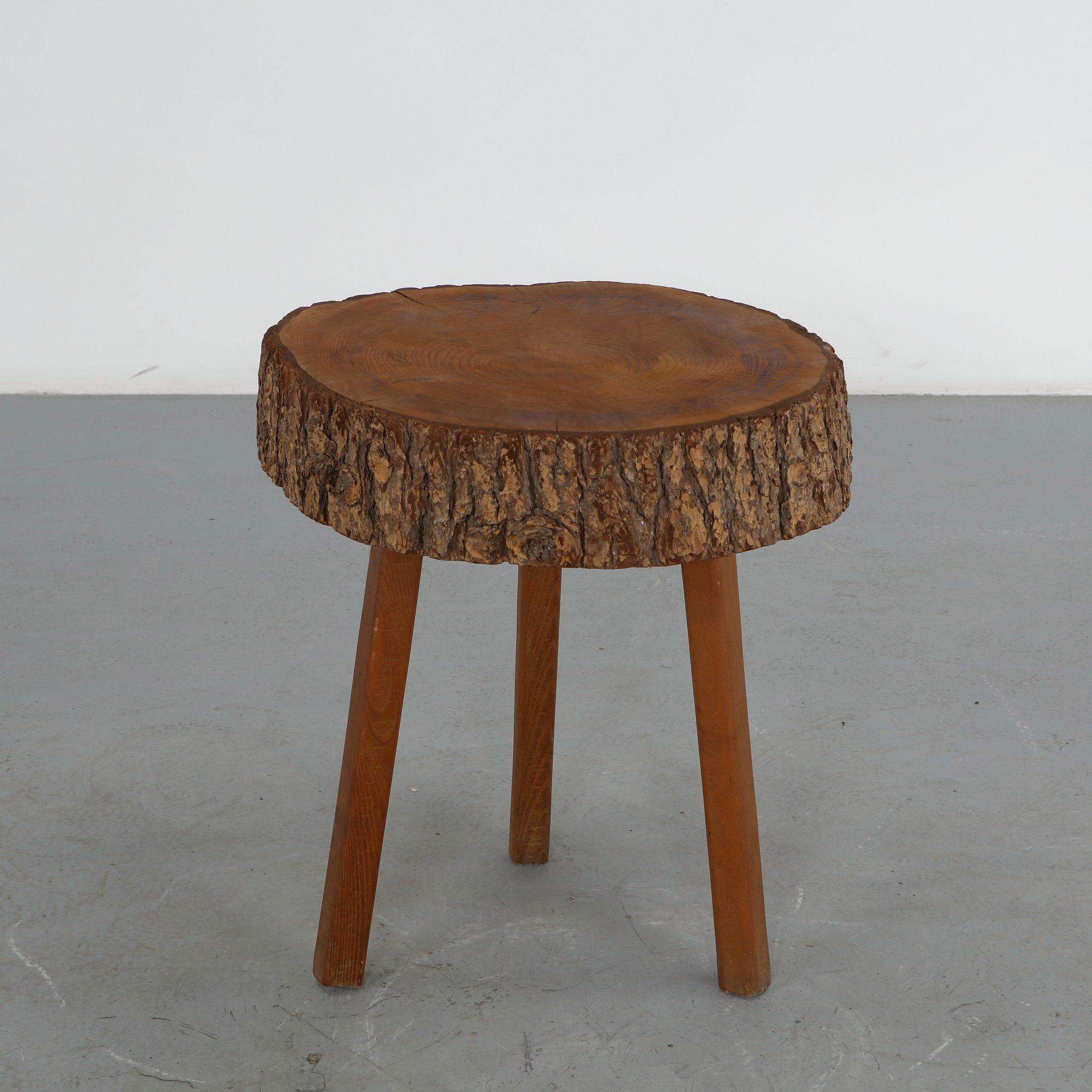 Rustic Tree Trunk Side Table, 1960s