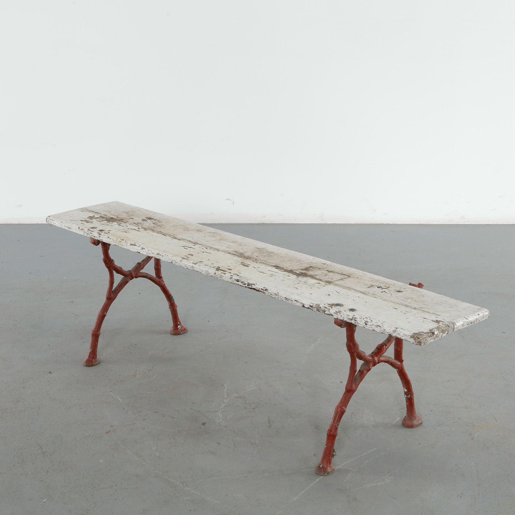 Rustic Garden Bench with Cast Metal Branch Form Legs, France, 1950s