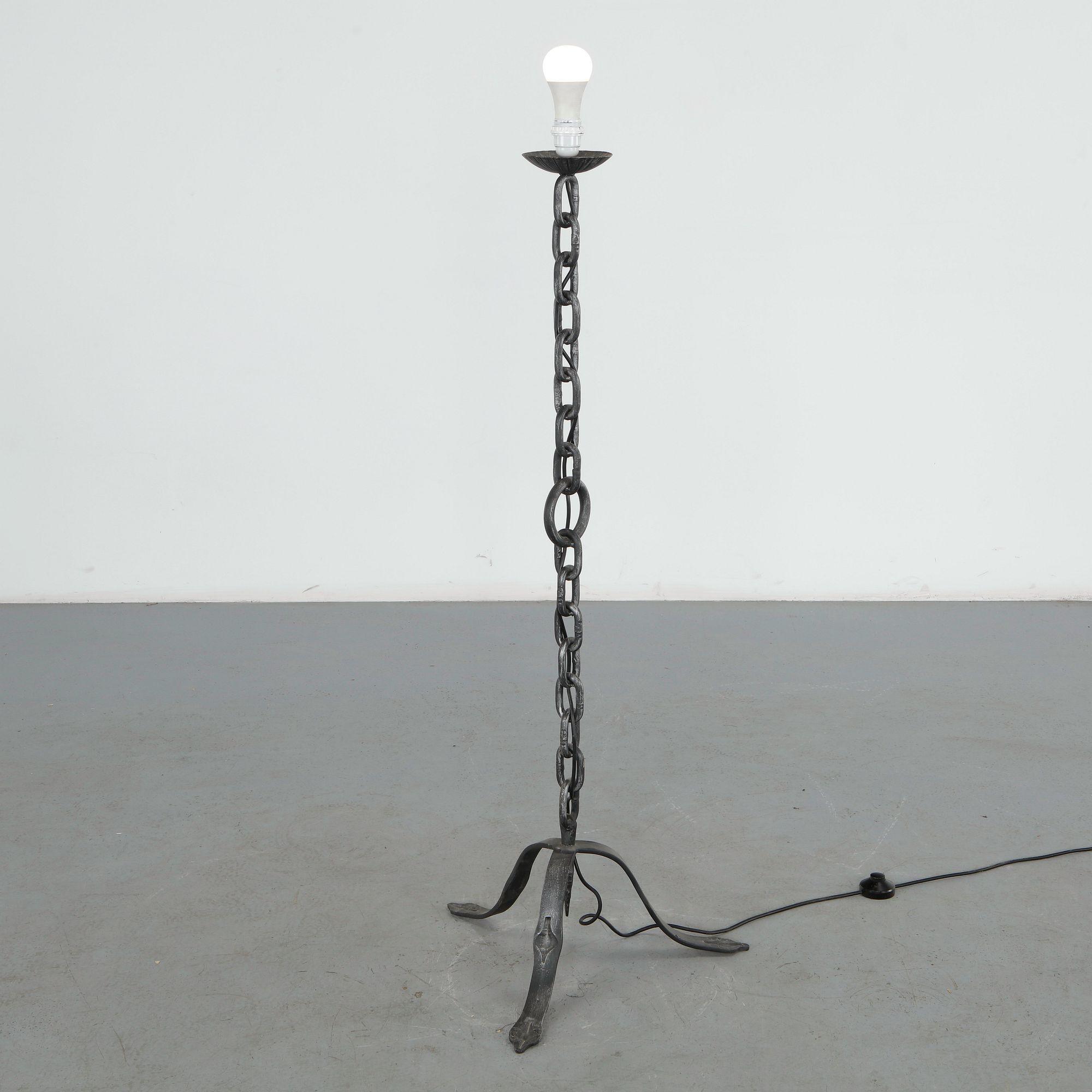 Brutalist Chain Link Floor Lamp in the Style of Jean Royere, 1960s