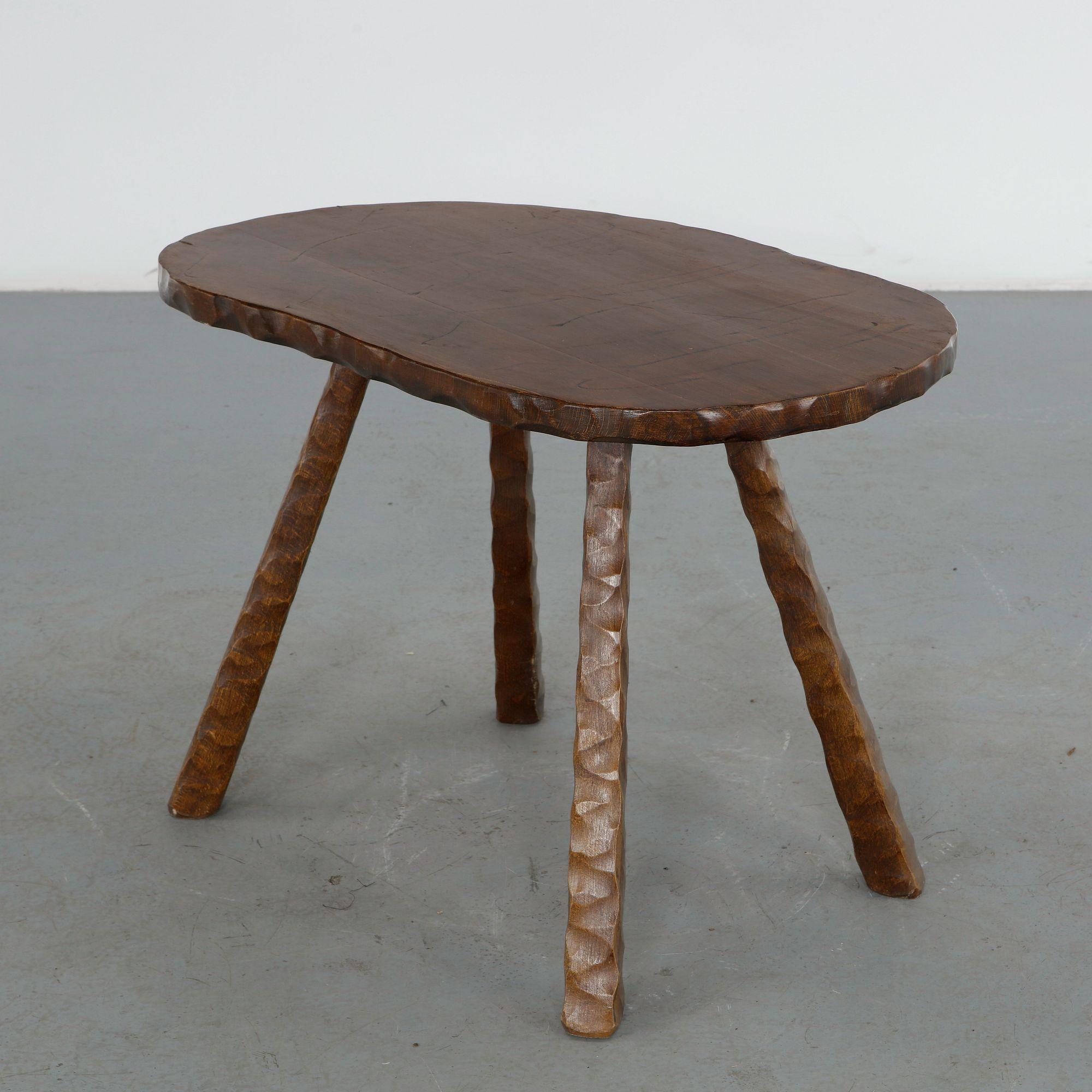 Brutalist Carved Wood Coffee Table, 1960s