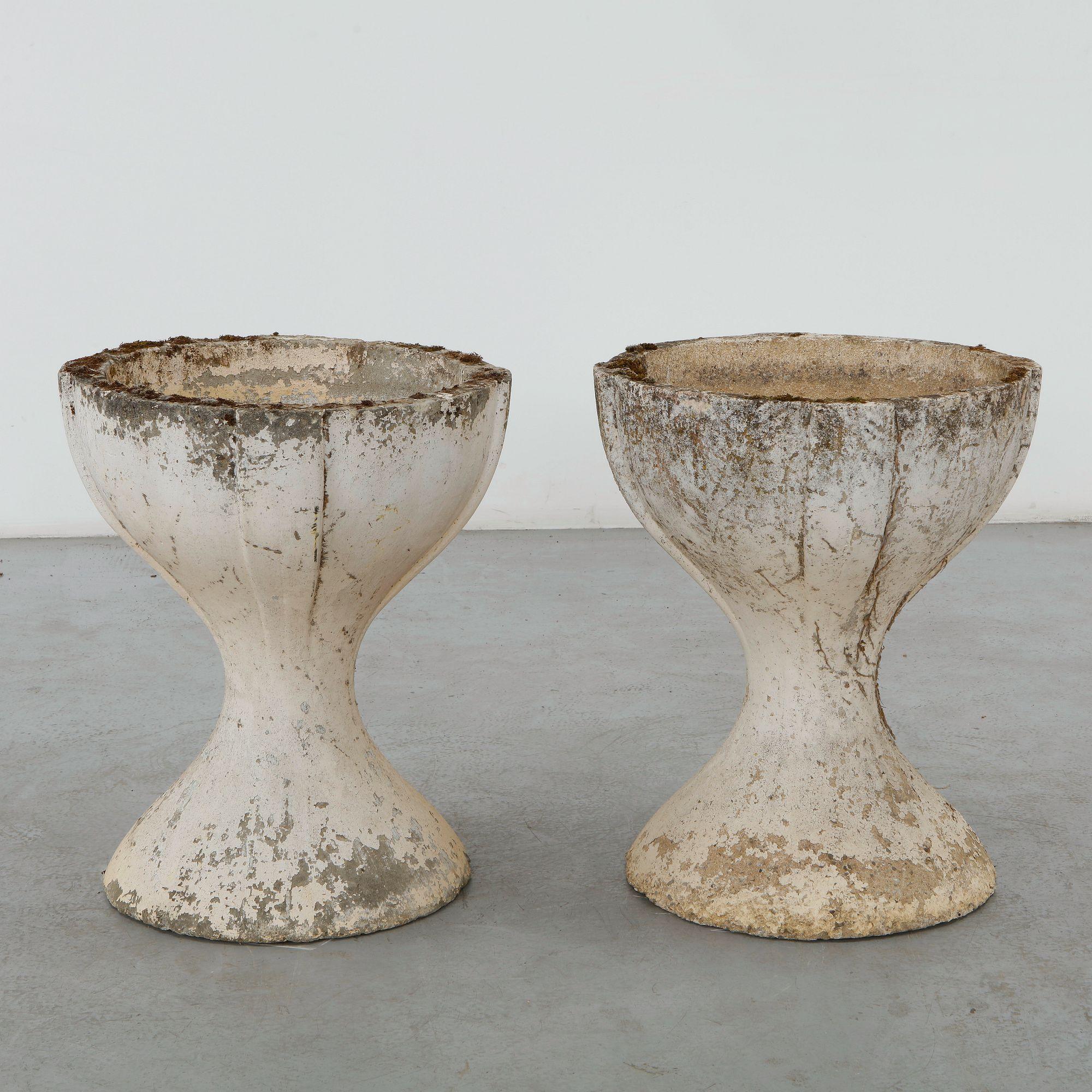 Pair of Monumental Cast Stone Chalice Planters, 1960s