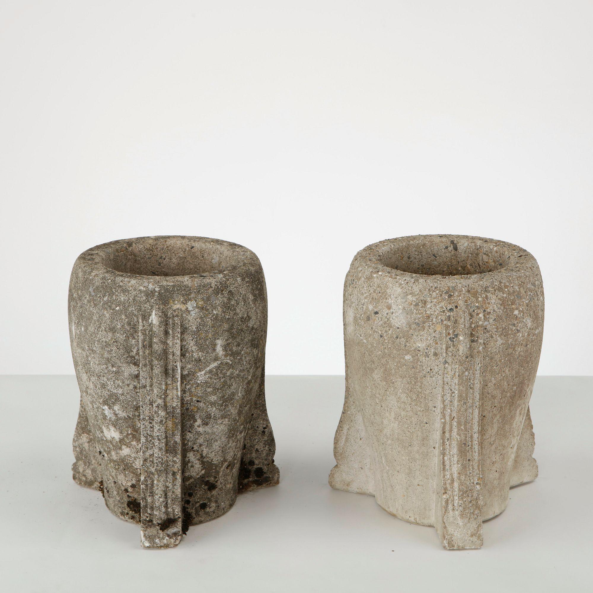 Pair of Tripod Stone Planters, 1950s