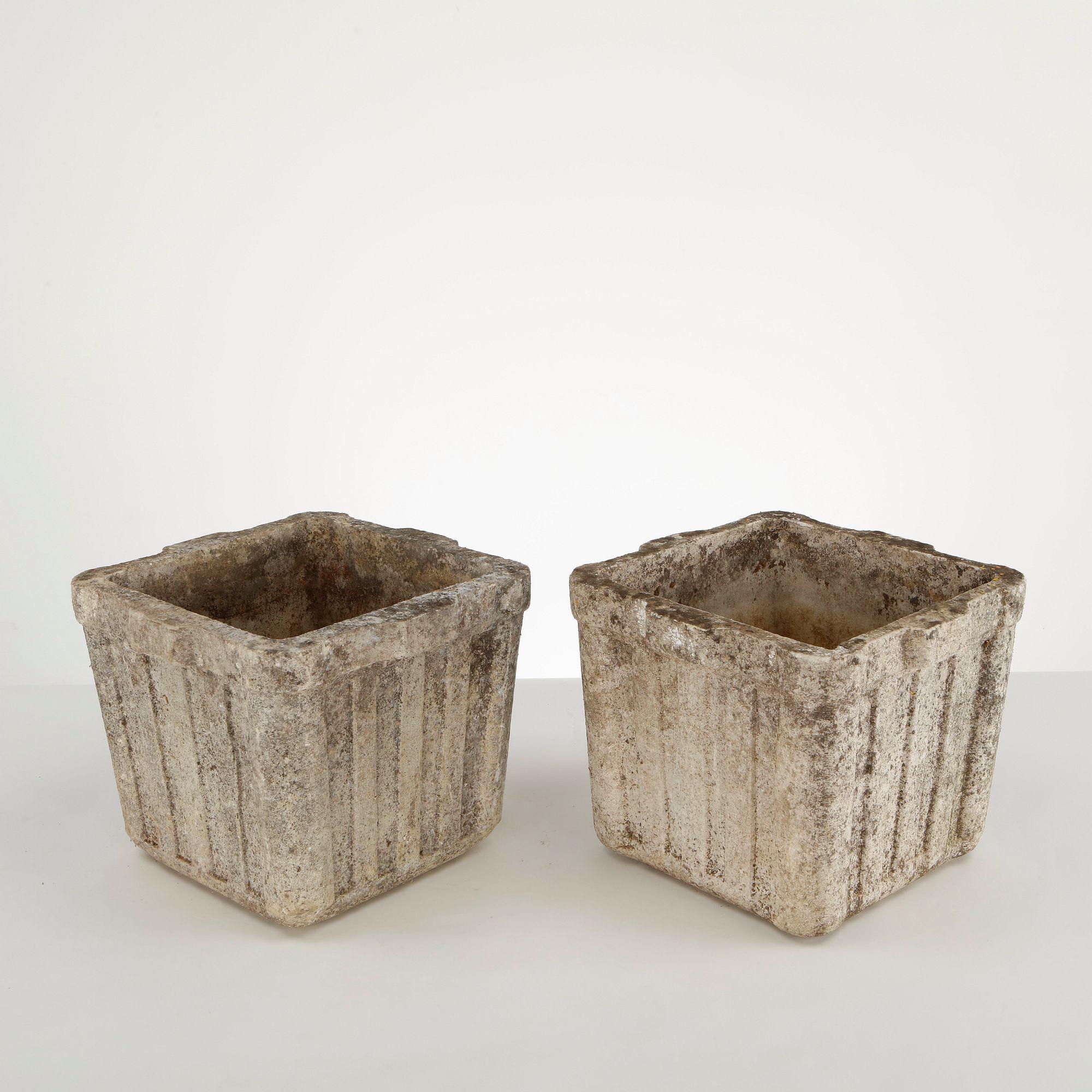 Willy Guhl, Pair of Small Square Planters, 1960s
