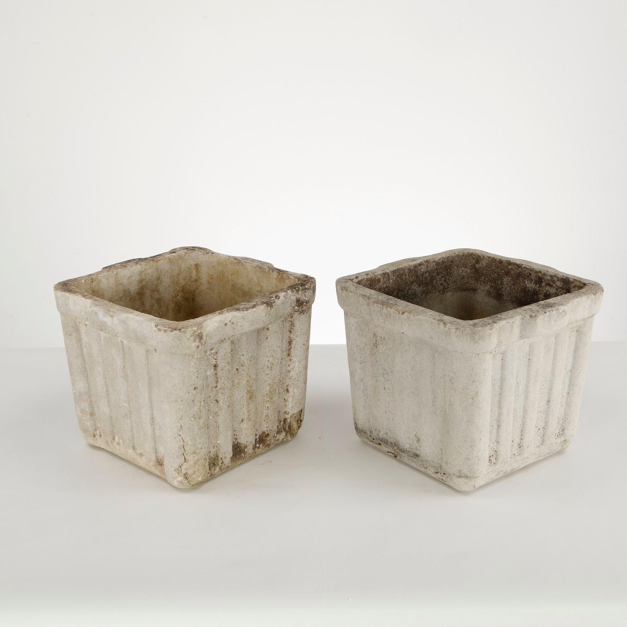 Willy Guhl, Pair of Small Square Planters, 1960s