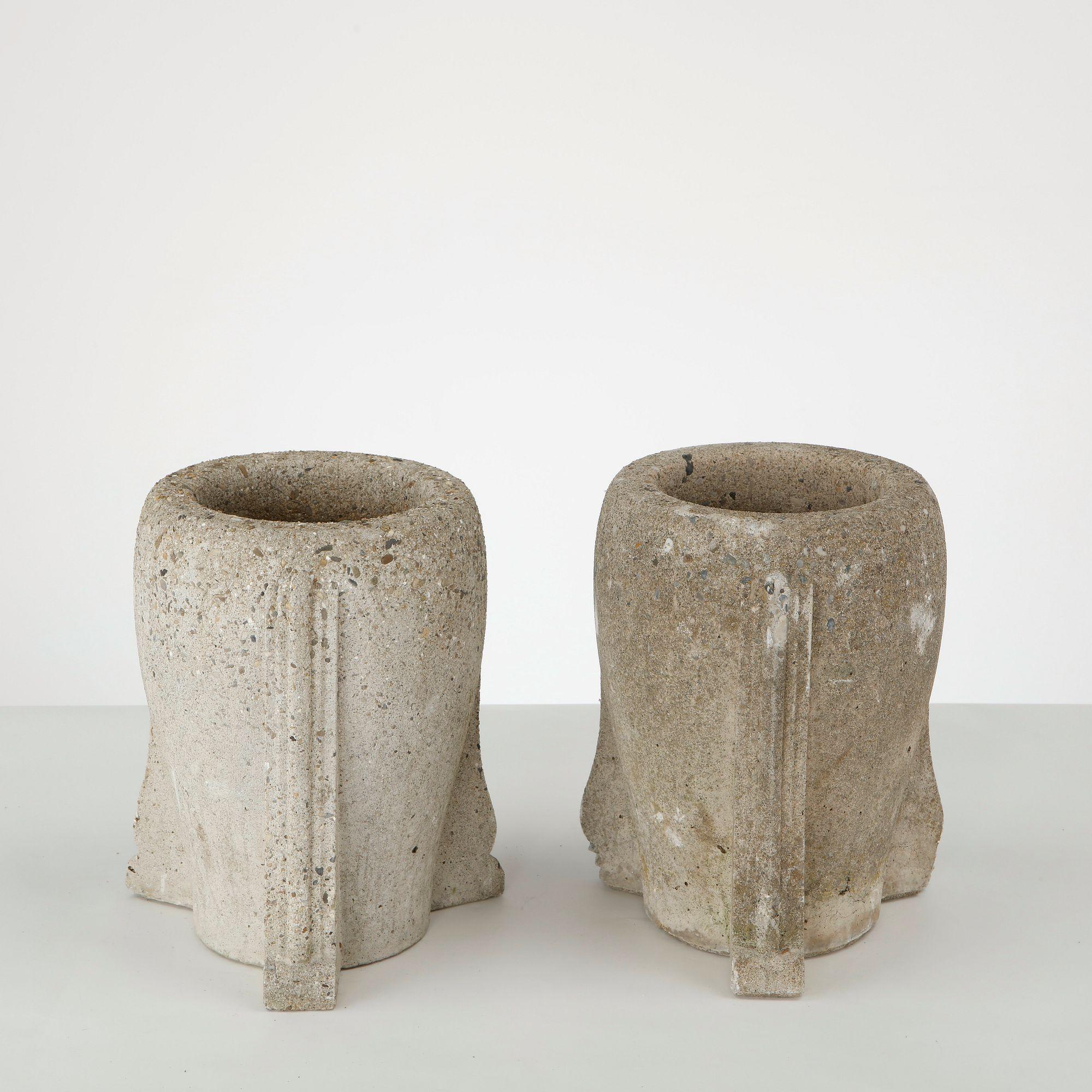Pair of Tripod Stone Planters, 1950s