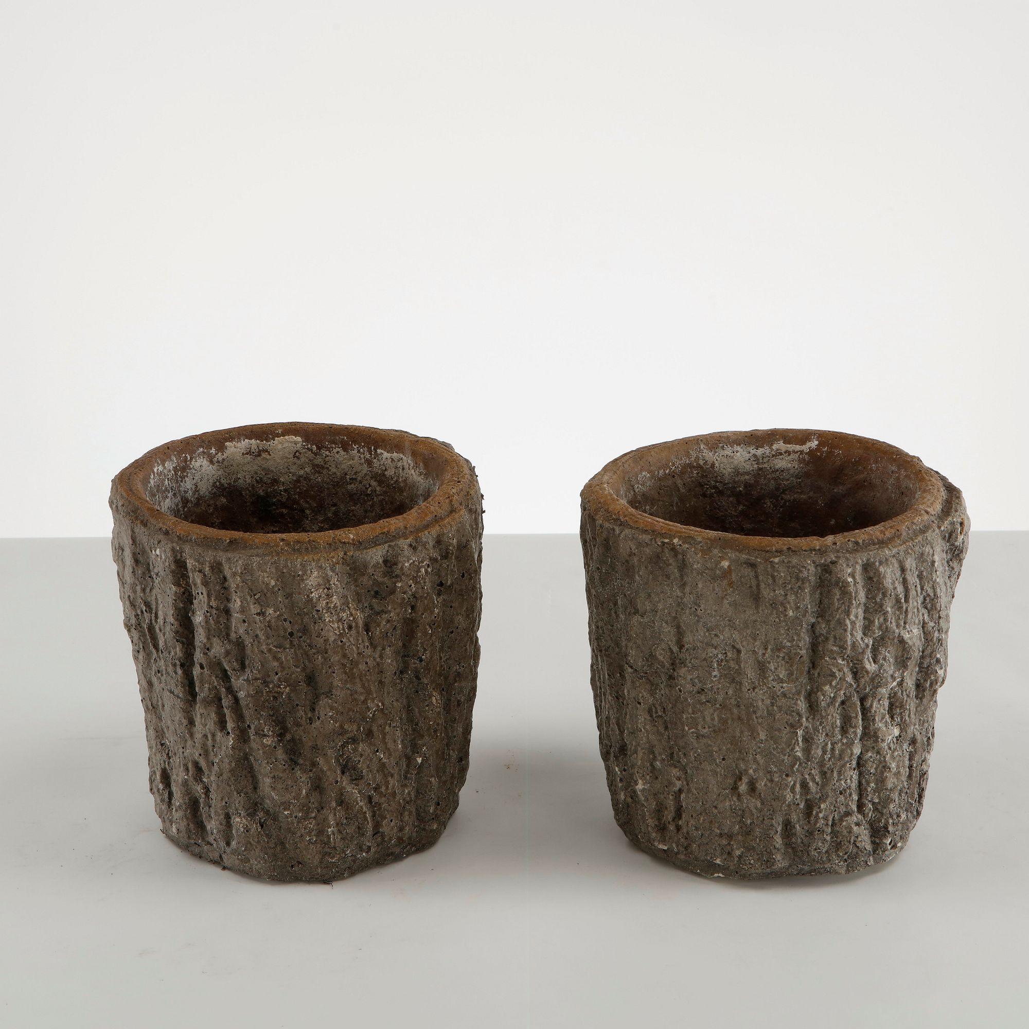 Pair of Small Faux Bois Planters, 1960s