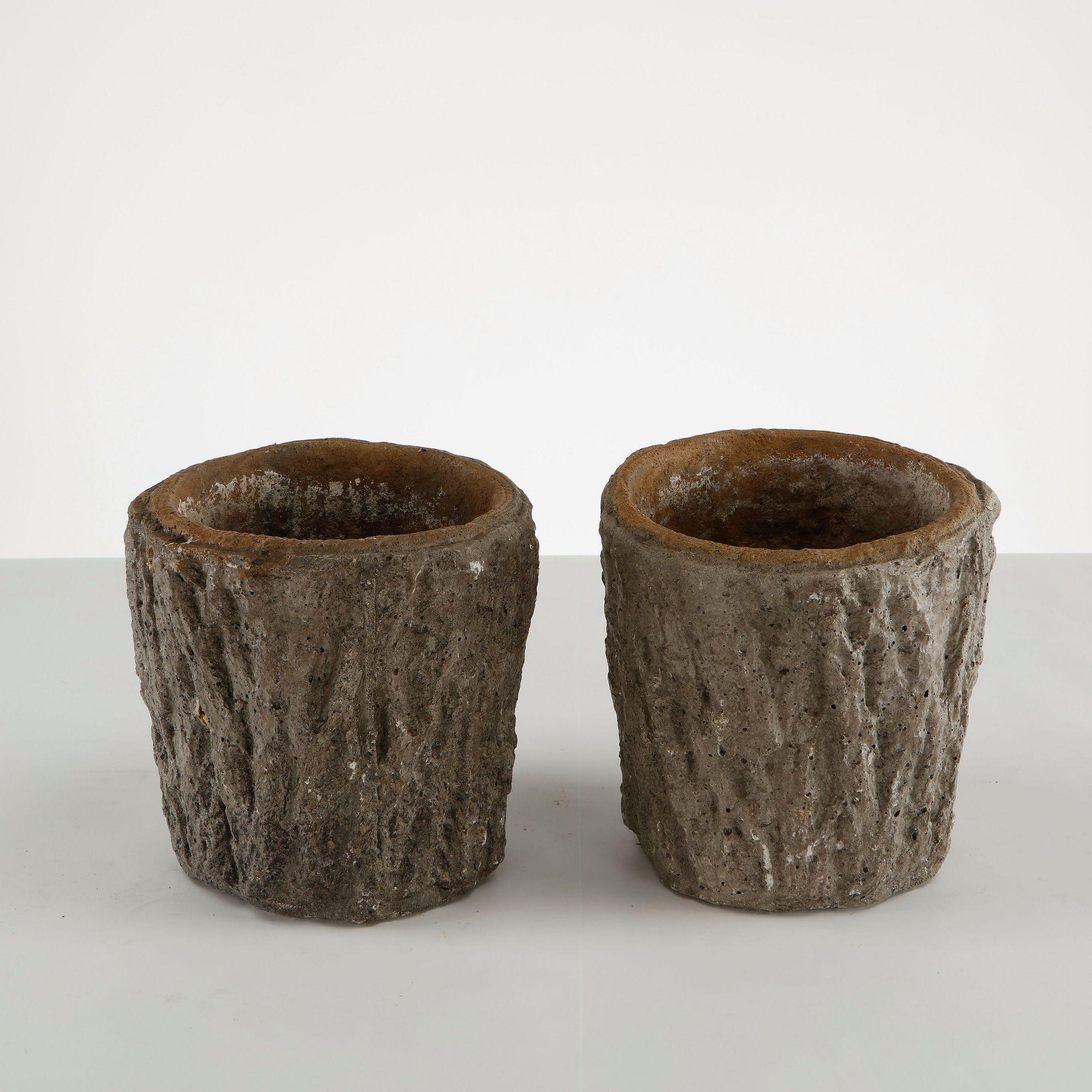 Pair of Small Faux Bois Planters, 1960s