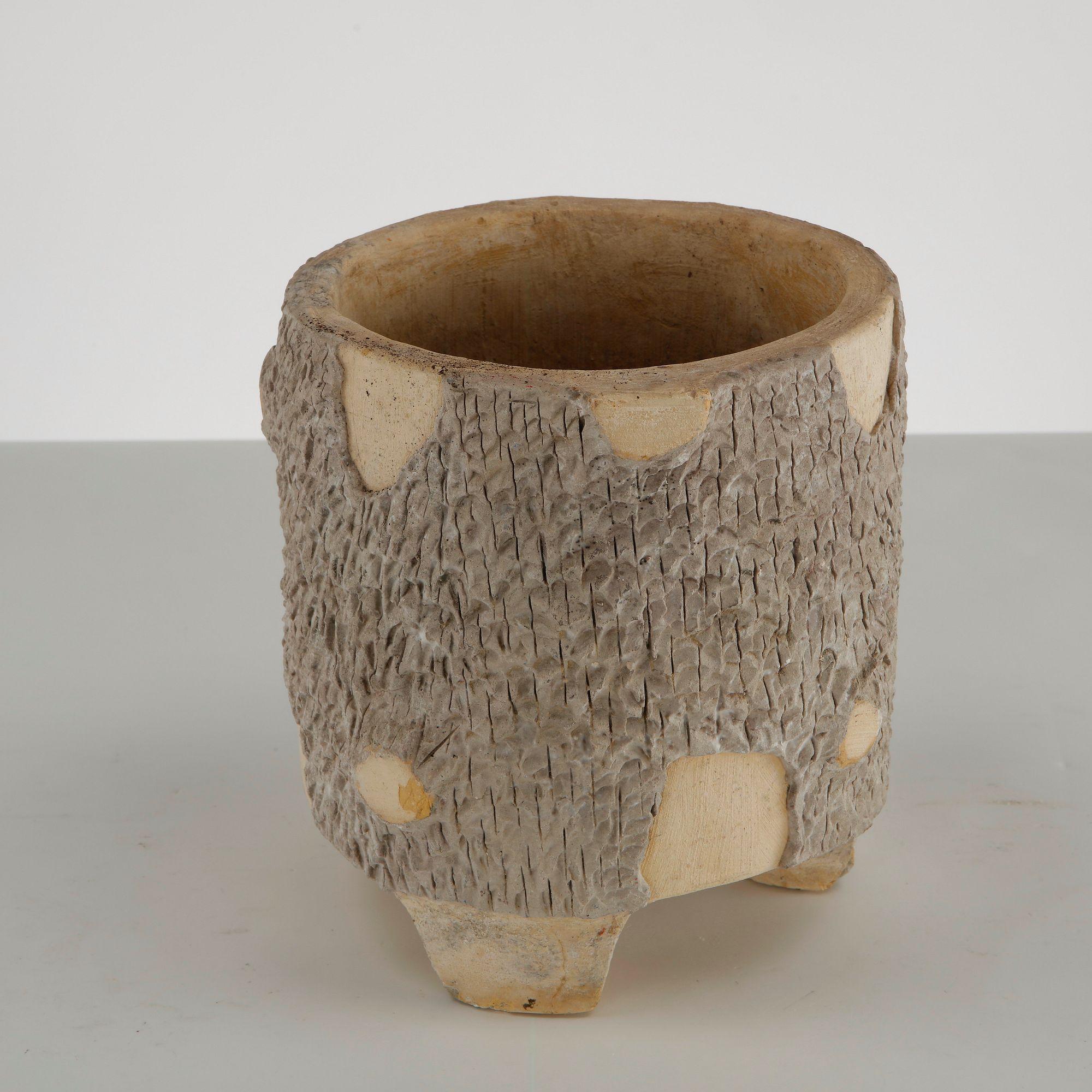 Faux Bois Round Planter, France, 1960s