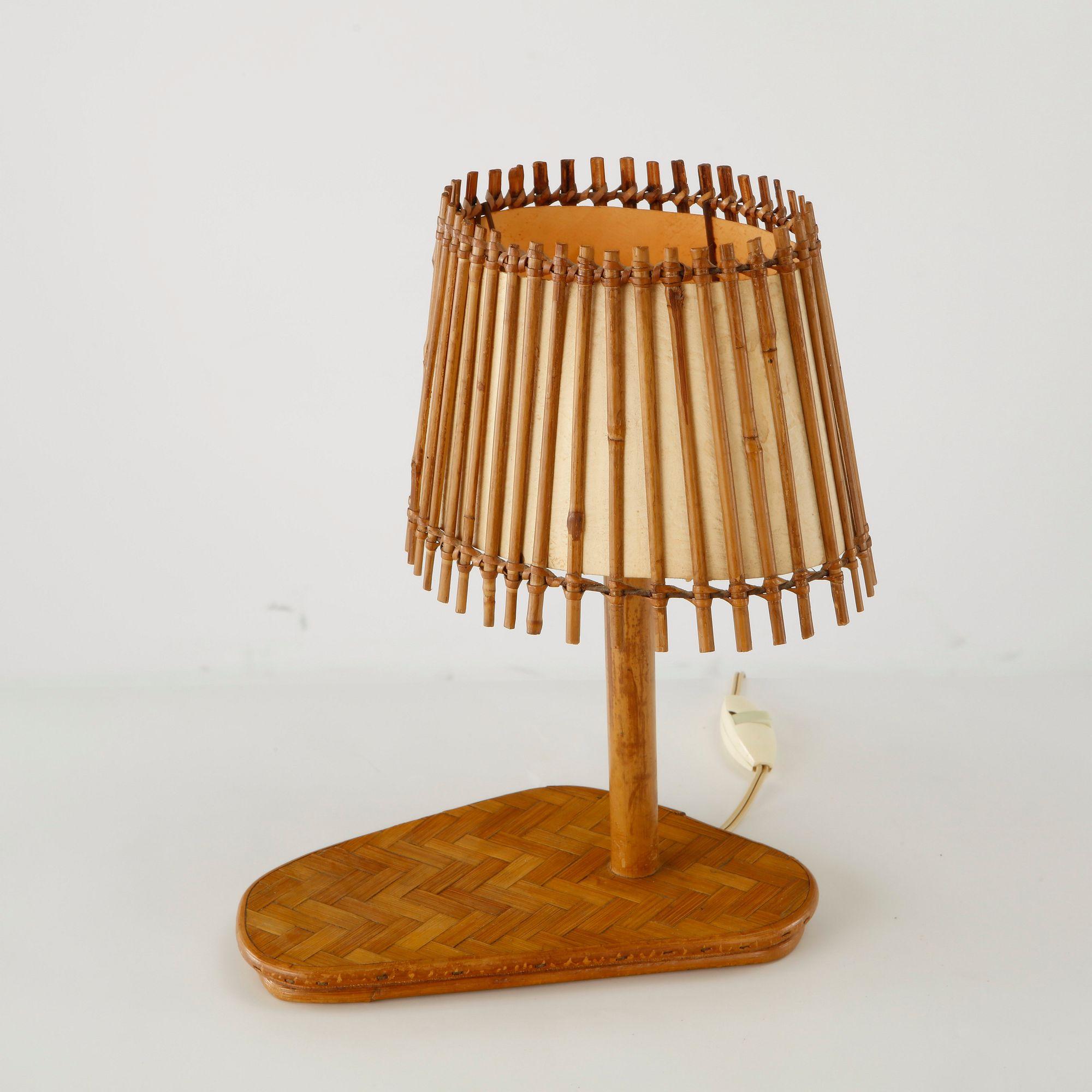 Louis Sognot, Bamboo Table Lamp, France, 1950s