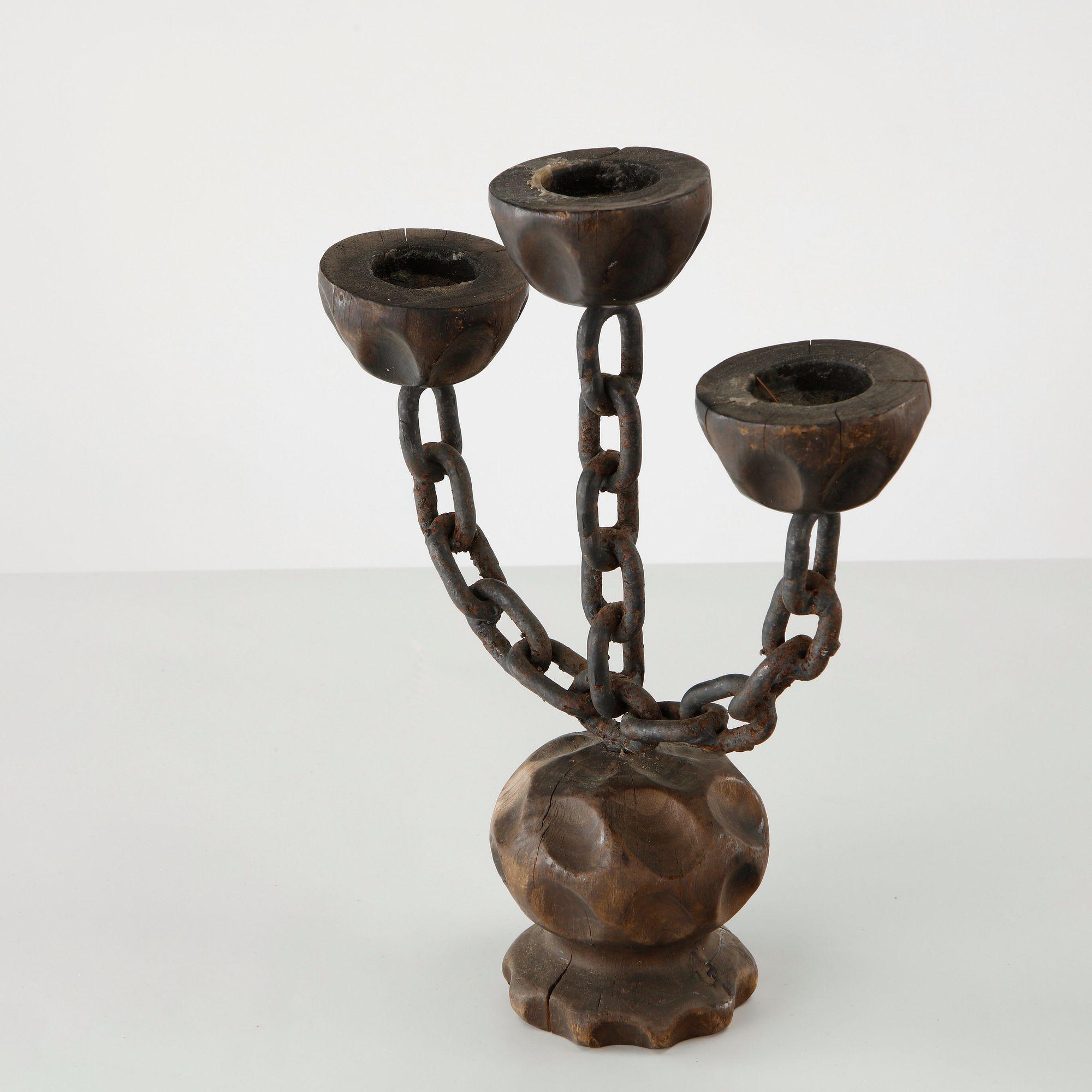 Brutalist Three Arm Candlestick, France, 1960s