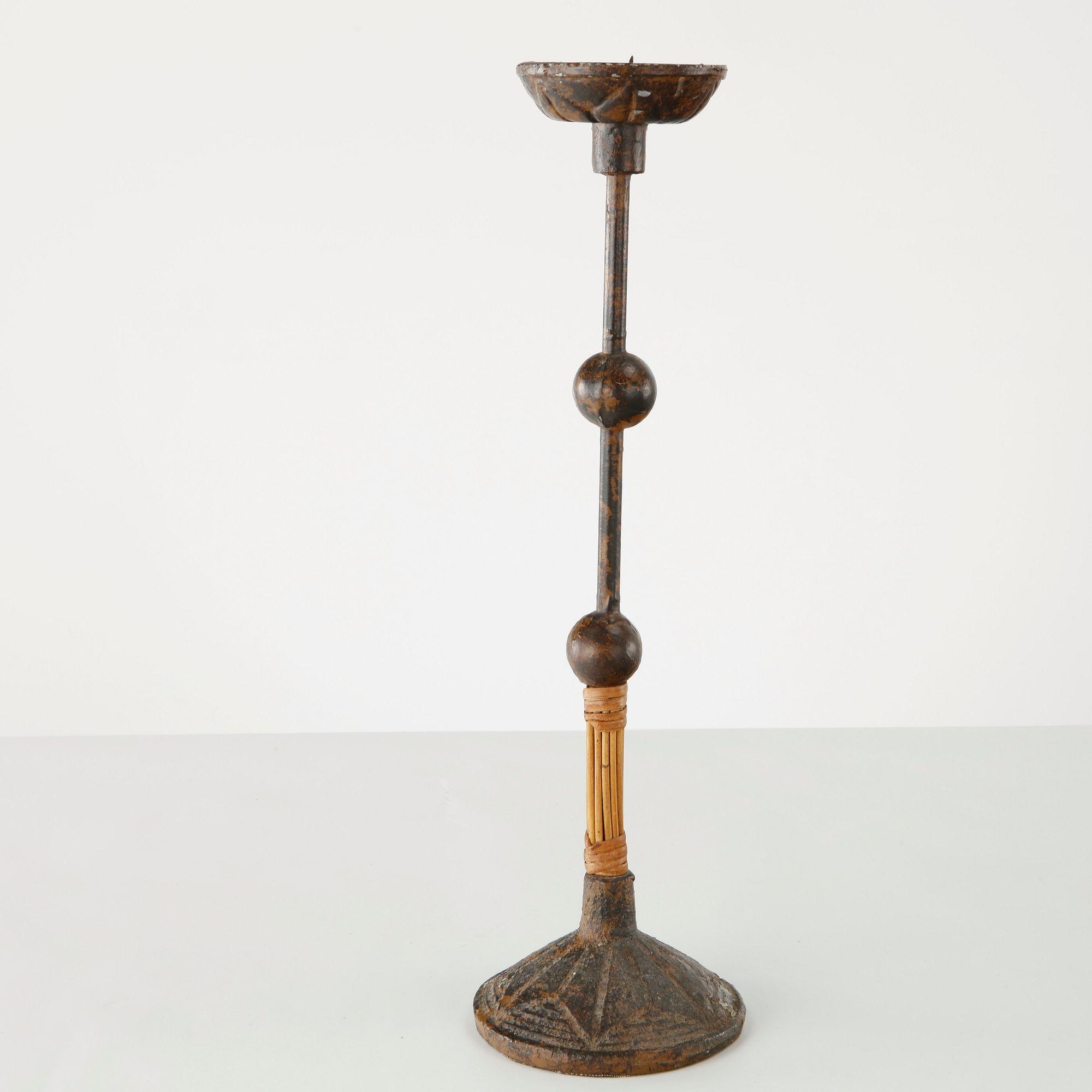 Brutalist Metal Candlestick, France, 1960s