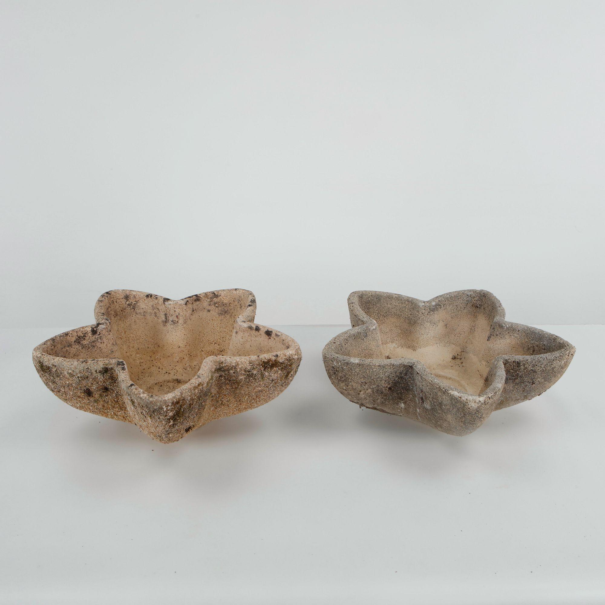 Pair of Limestone Star Planters, 1960s