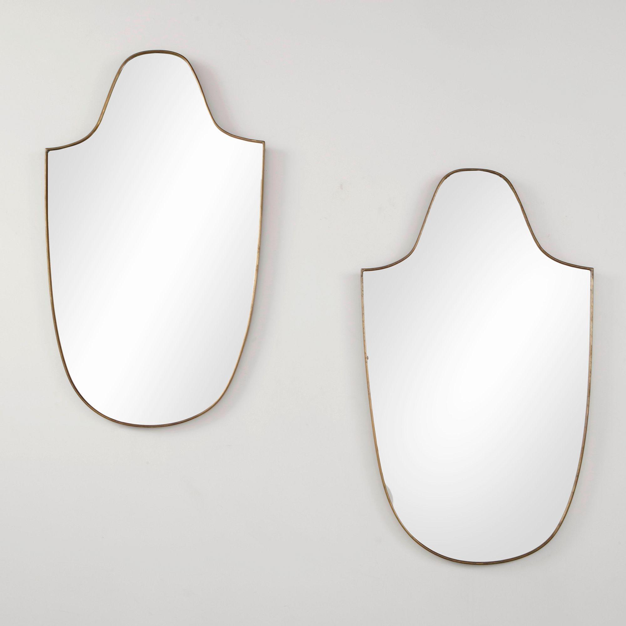 Pair of Italian Brass Wall Mirrors, 1950s