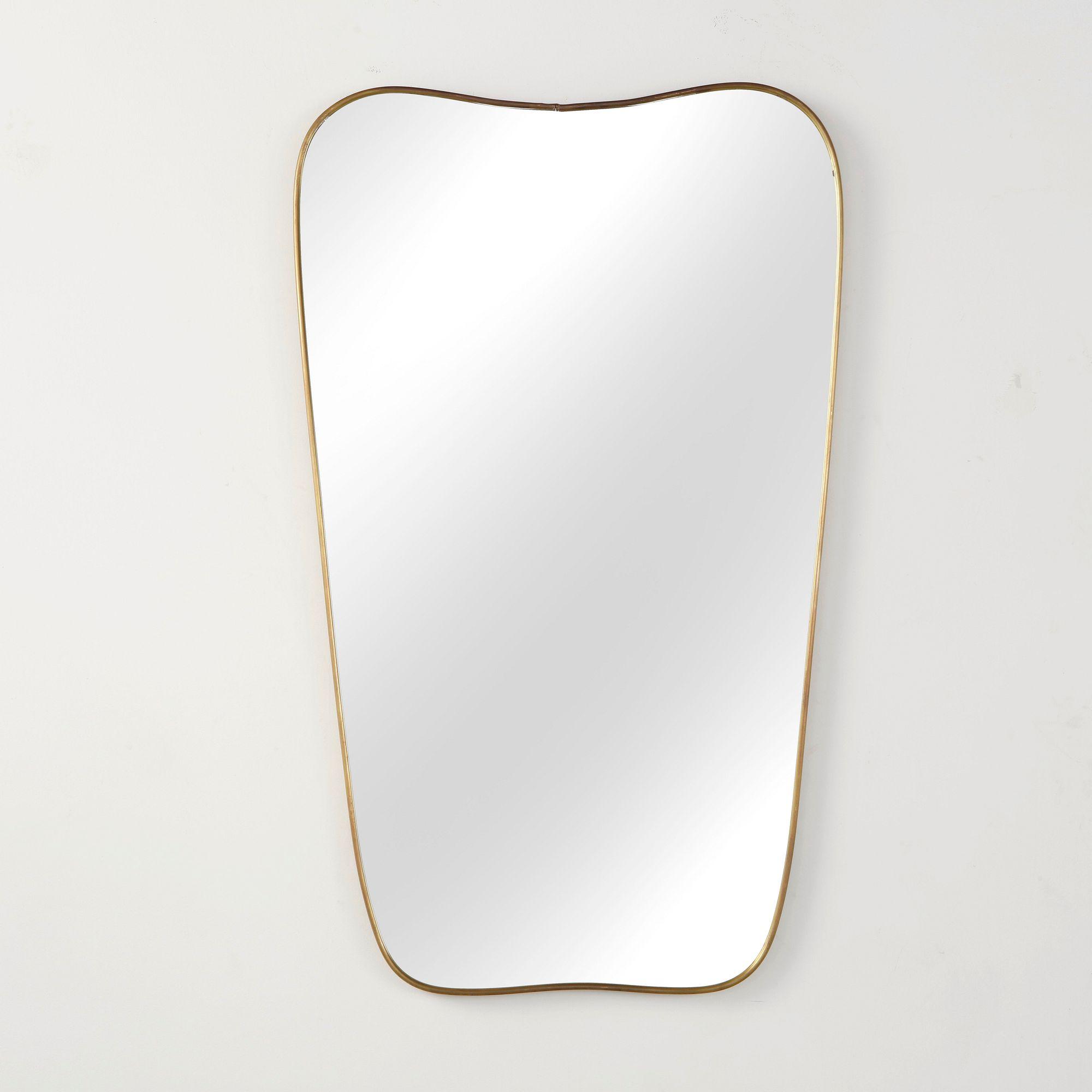 Italian Brass Organic Wall Mirror, 1950s