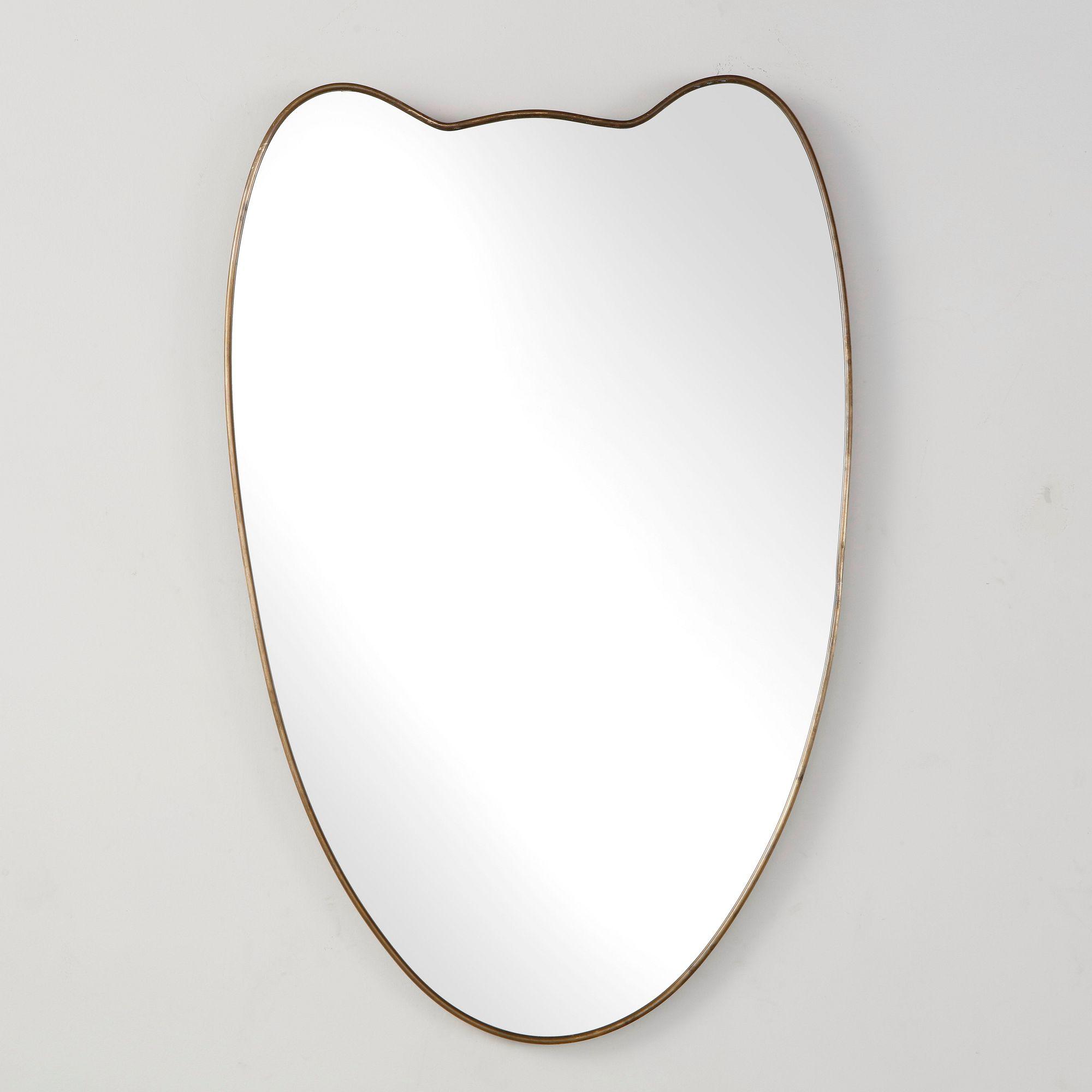 Italian Brass Freeform Wall Mirror, 1950s