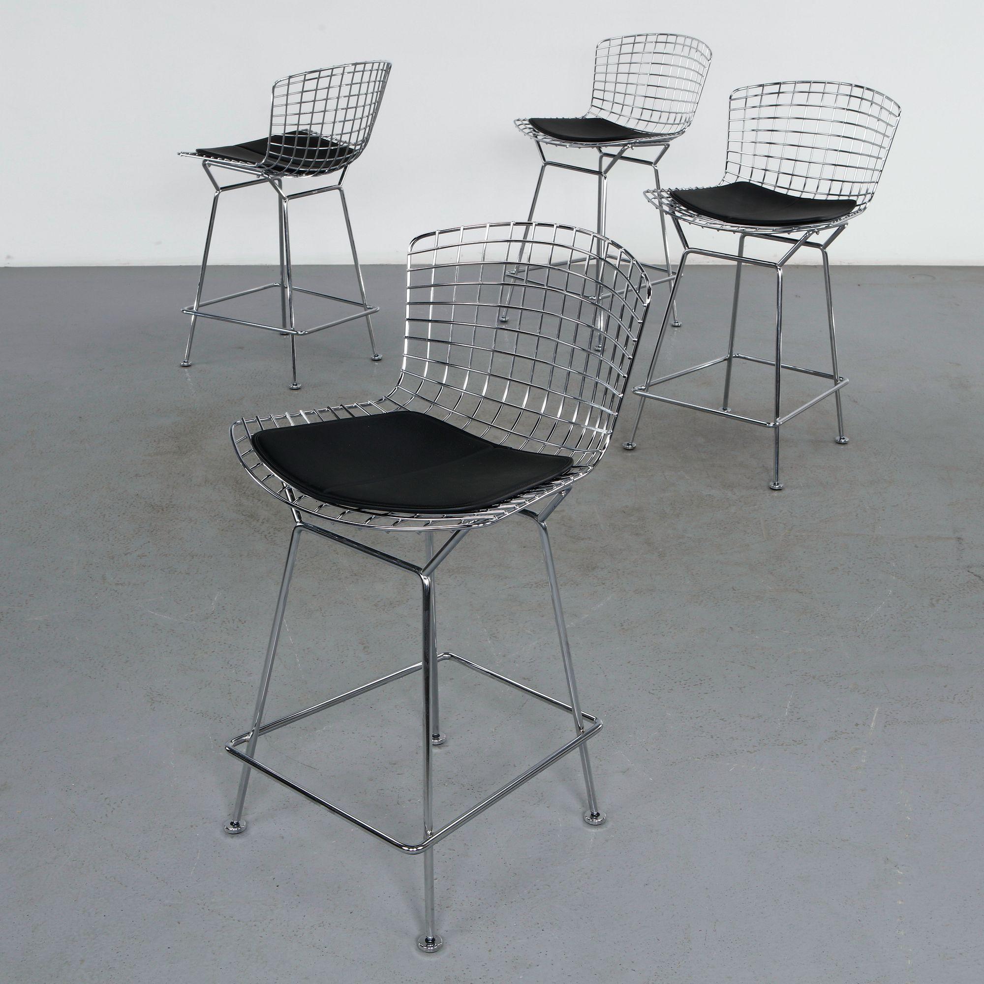 Set of Four Knoll Bertoia Steel Bar Stools