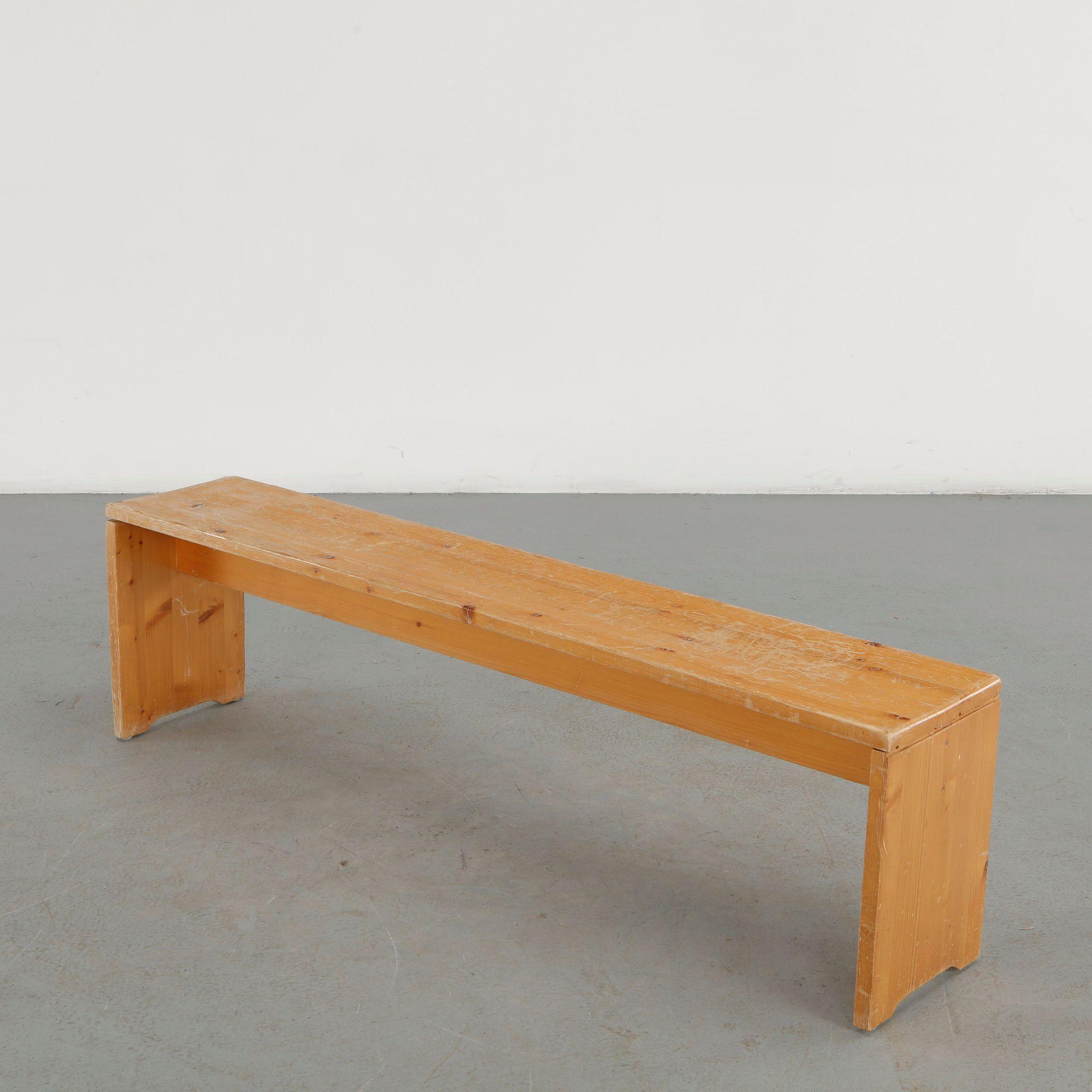 Charlotte Perriand for Les Arcs 1600, Pine Bench, 1960s