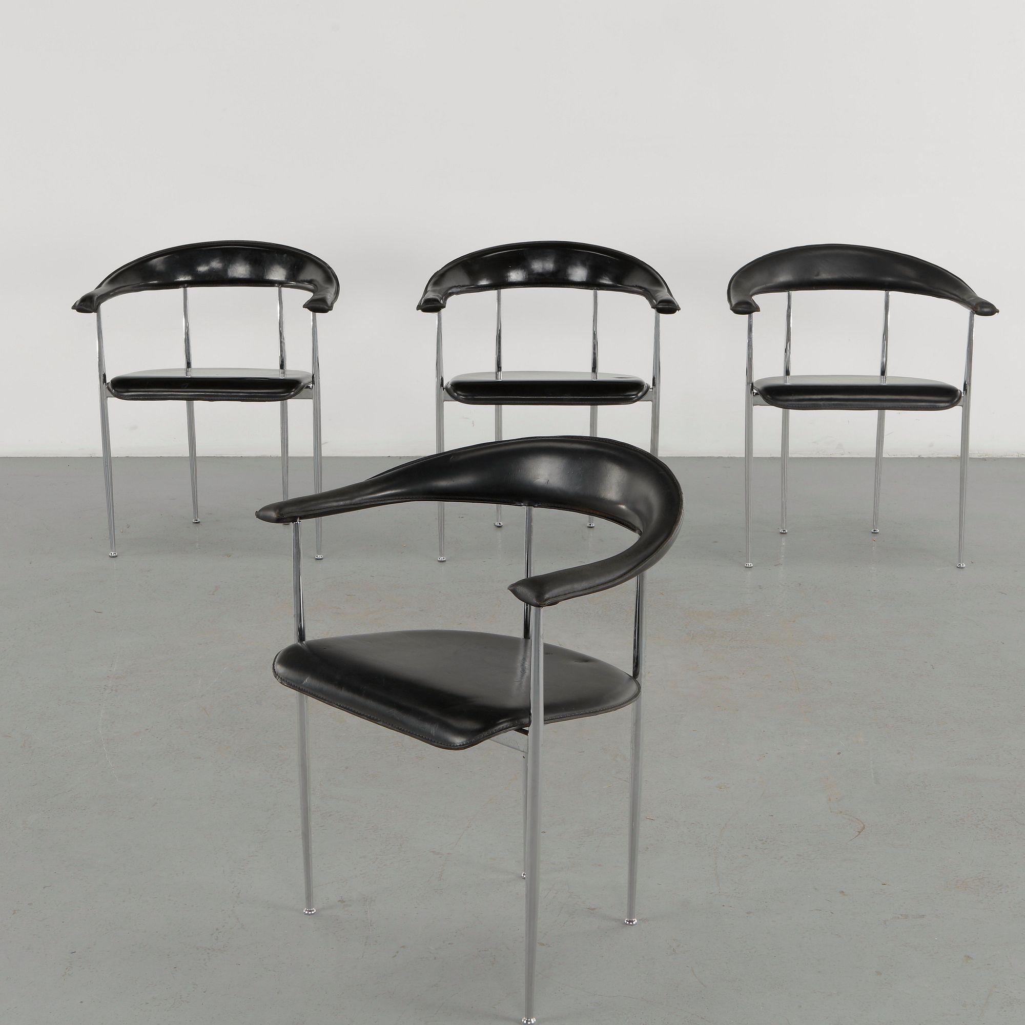 Giancarlo Vegni and Gianfranco Gualtierotti for Fasem, Set of Four P40 Chairs, 1980s