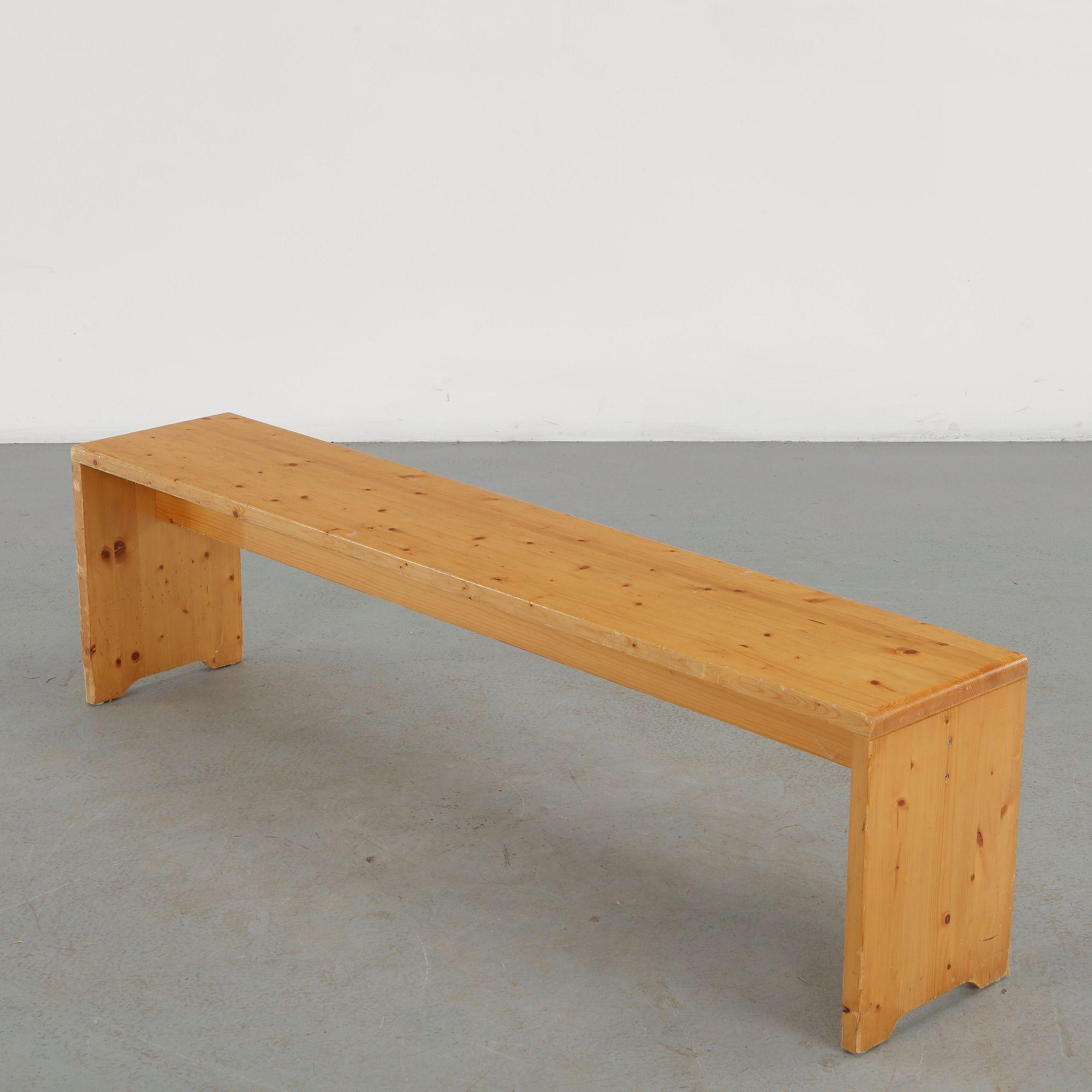 Charlotte Perriand for Les Arcs 1600, Pine Bench, 1960s