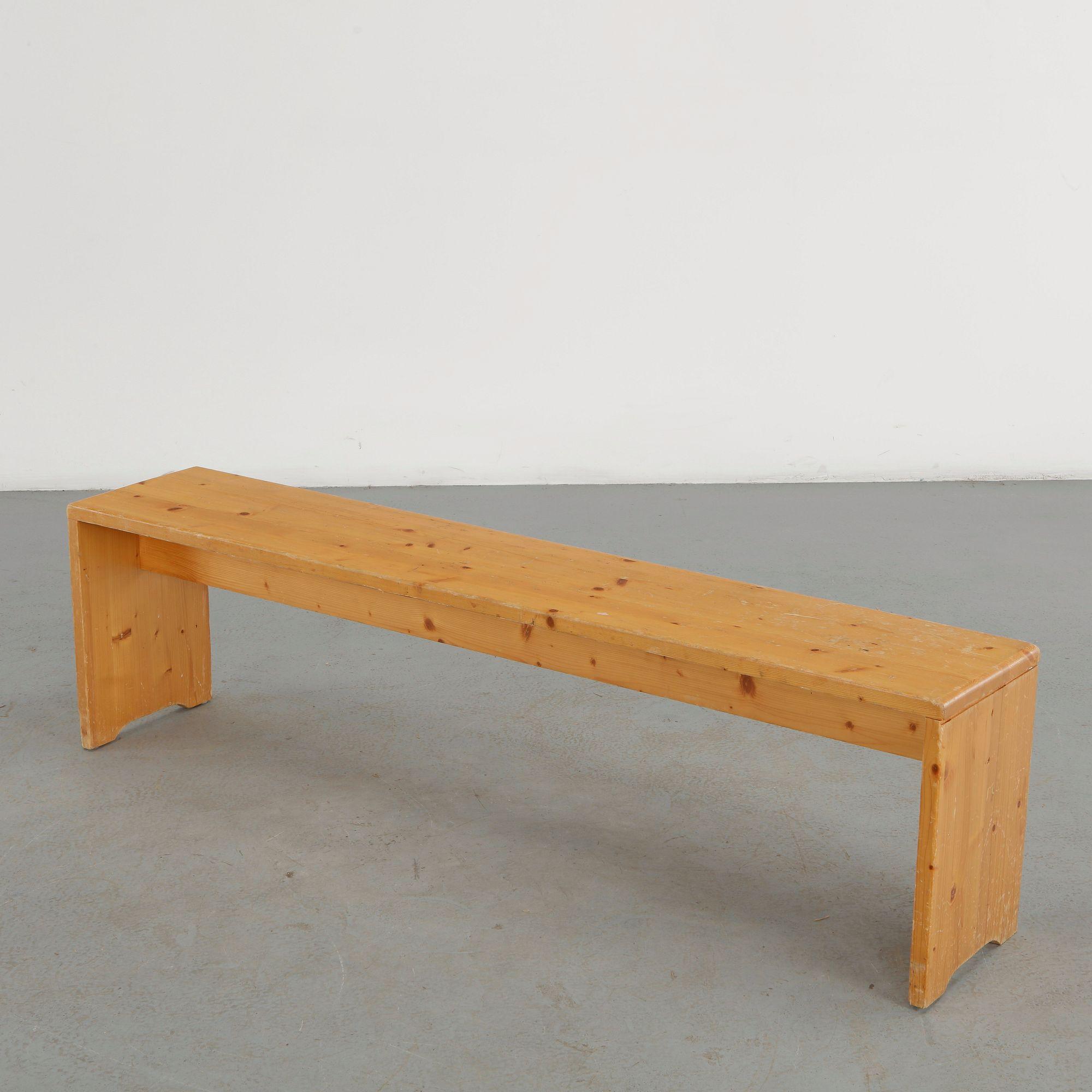 Charlotte Perriand for Les Arcs 1600, Pine Bench, 1960s