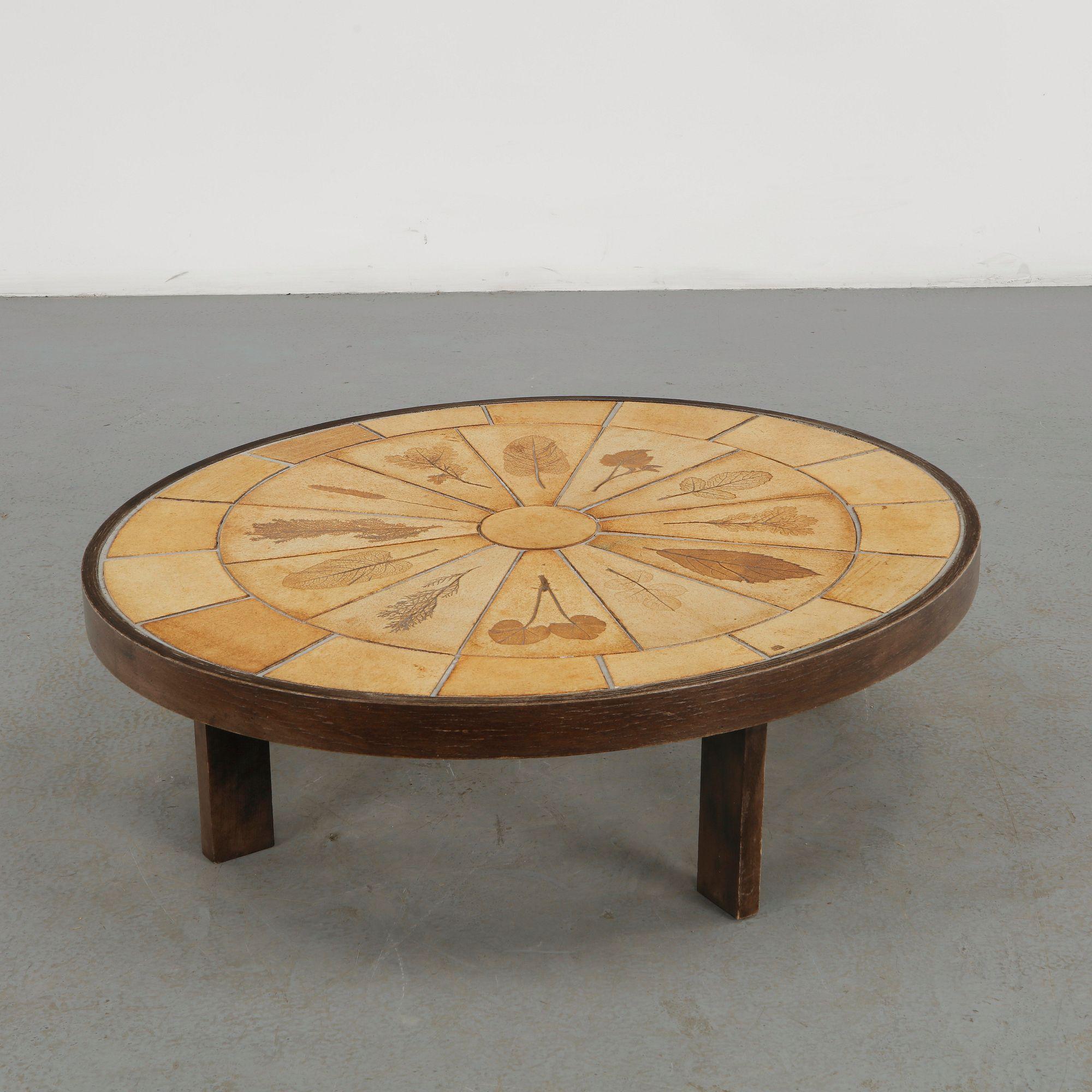 Roger Capron, Ceramic Oval Coffee Table, 1960s