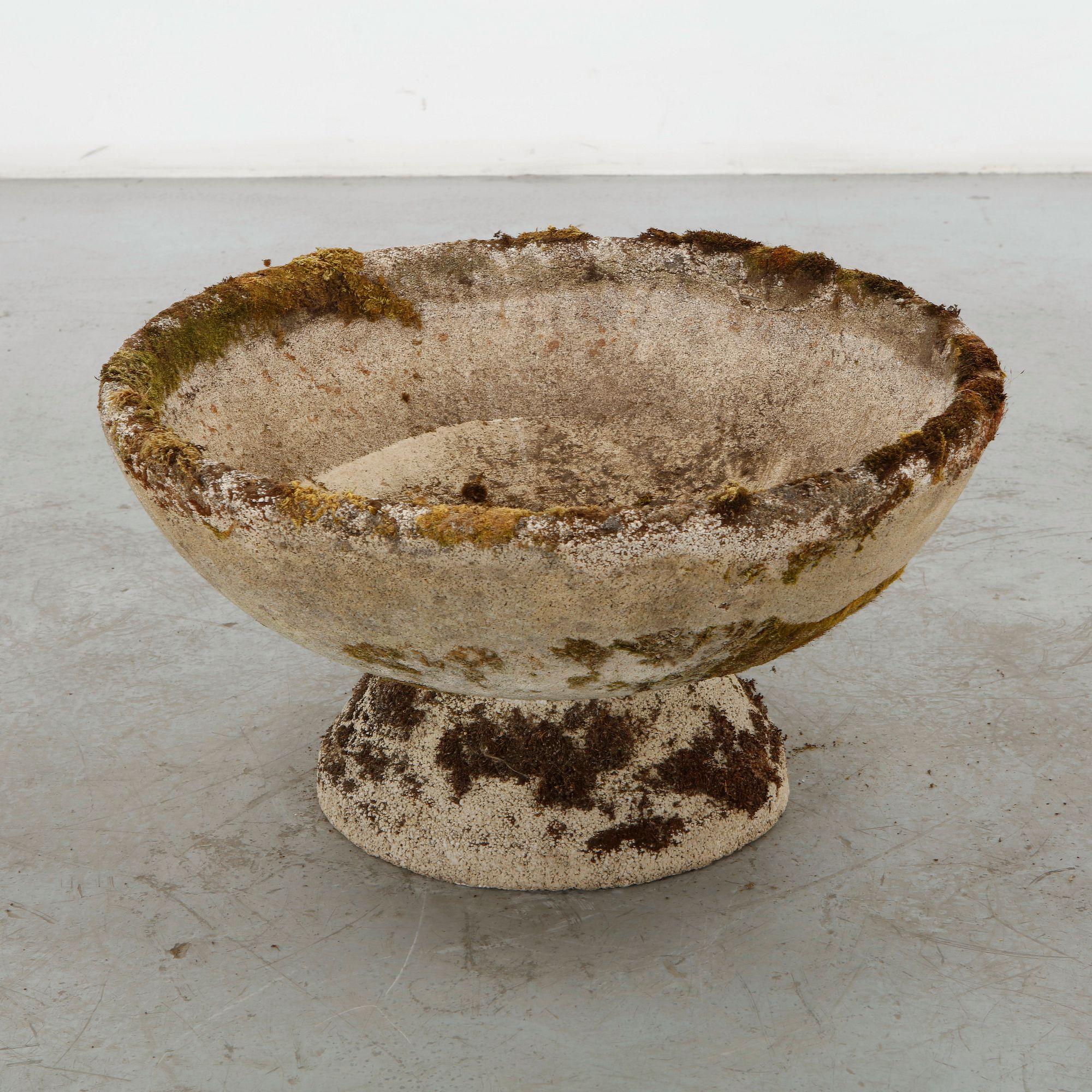 Cast Stone Planter on Stand, 1960s