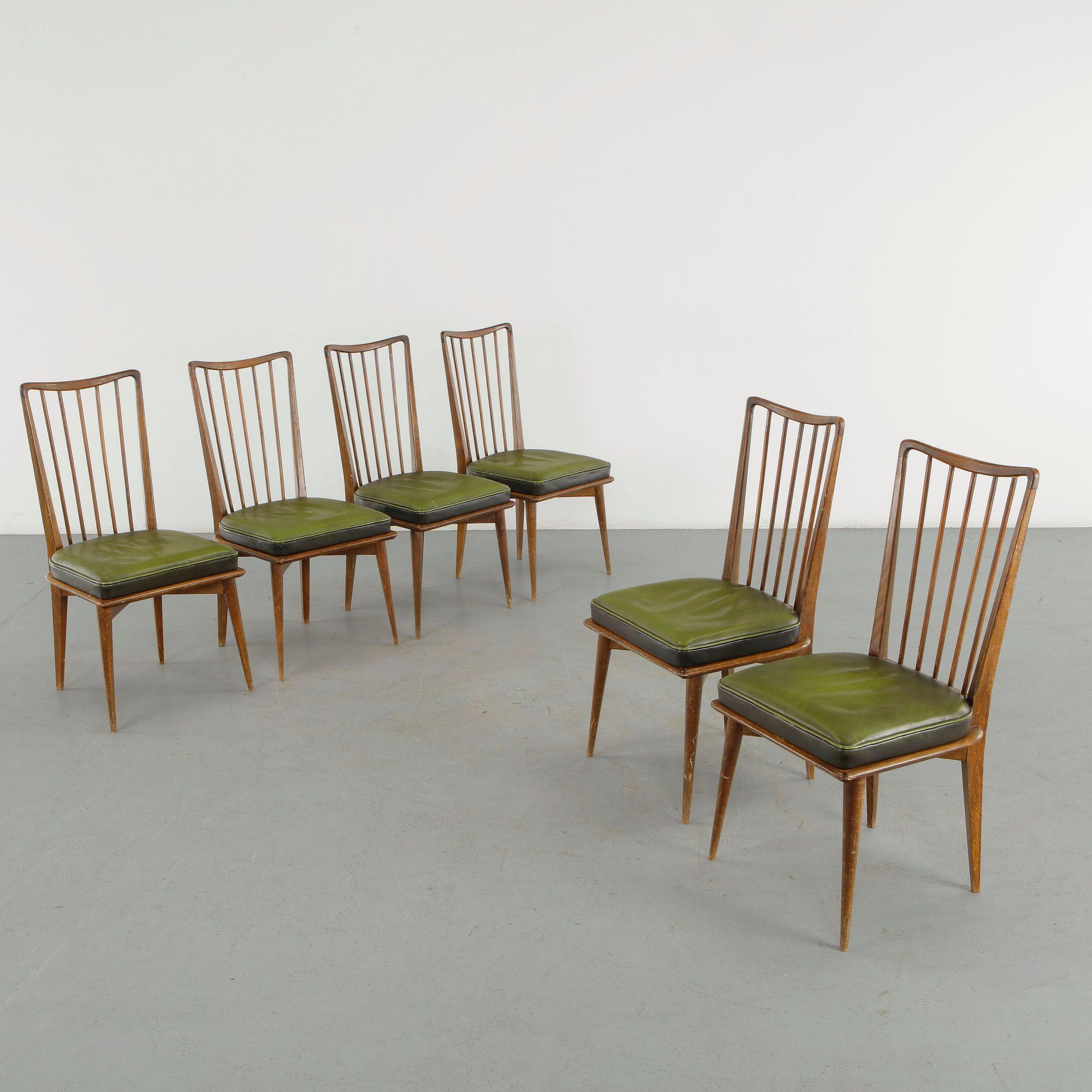 Charles Ramos, Set of Six Dining Chairs for Edition Castellaneta, 1960s