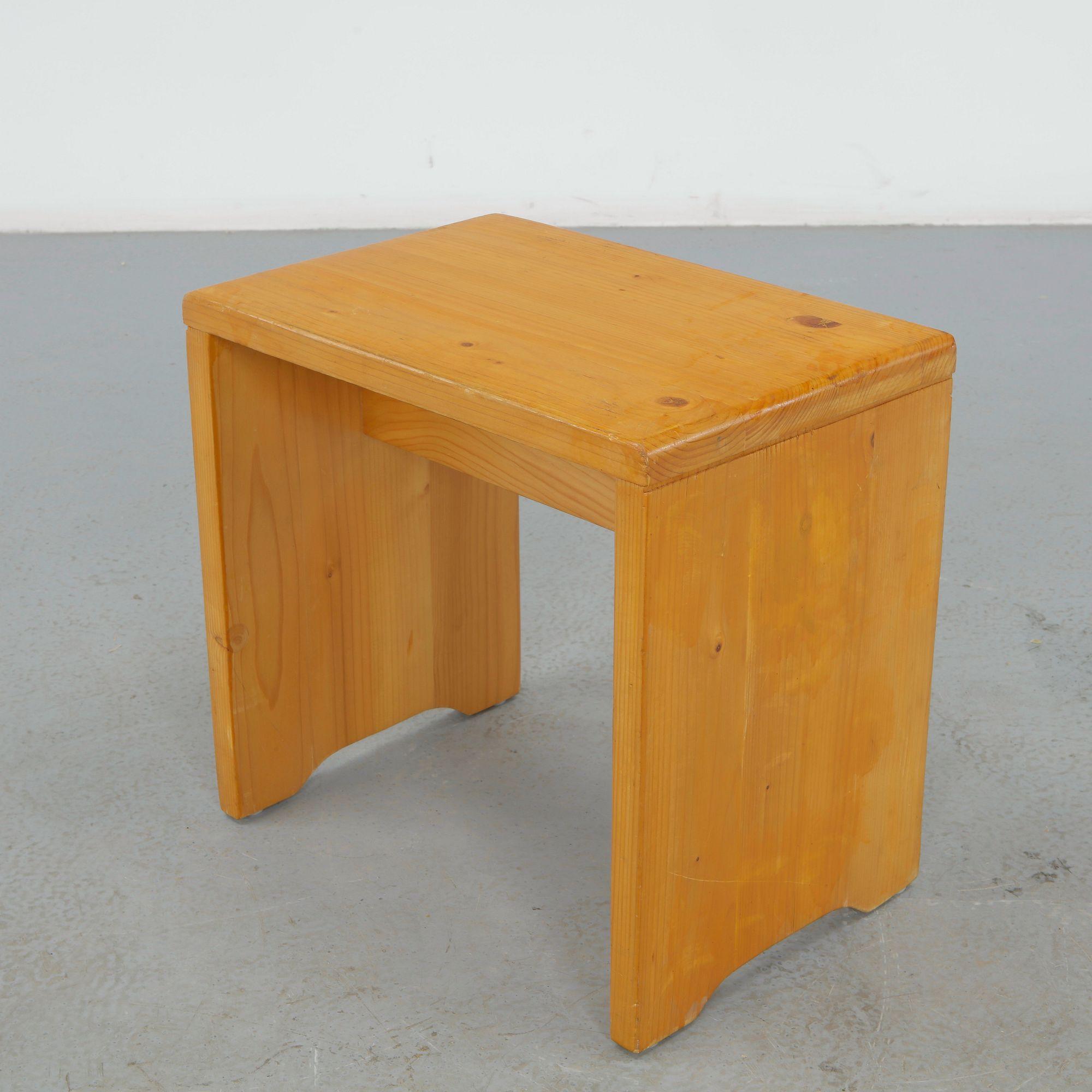Charlotte Perriand for Les Arcs 1600, Pine Stool, 1960s