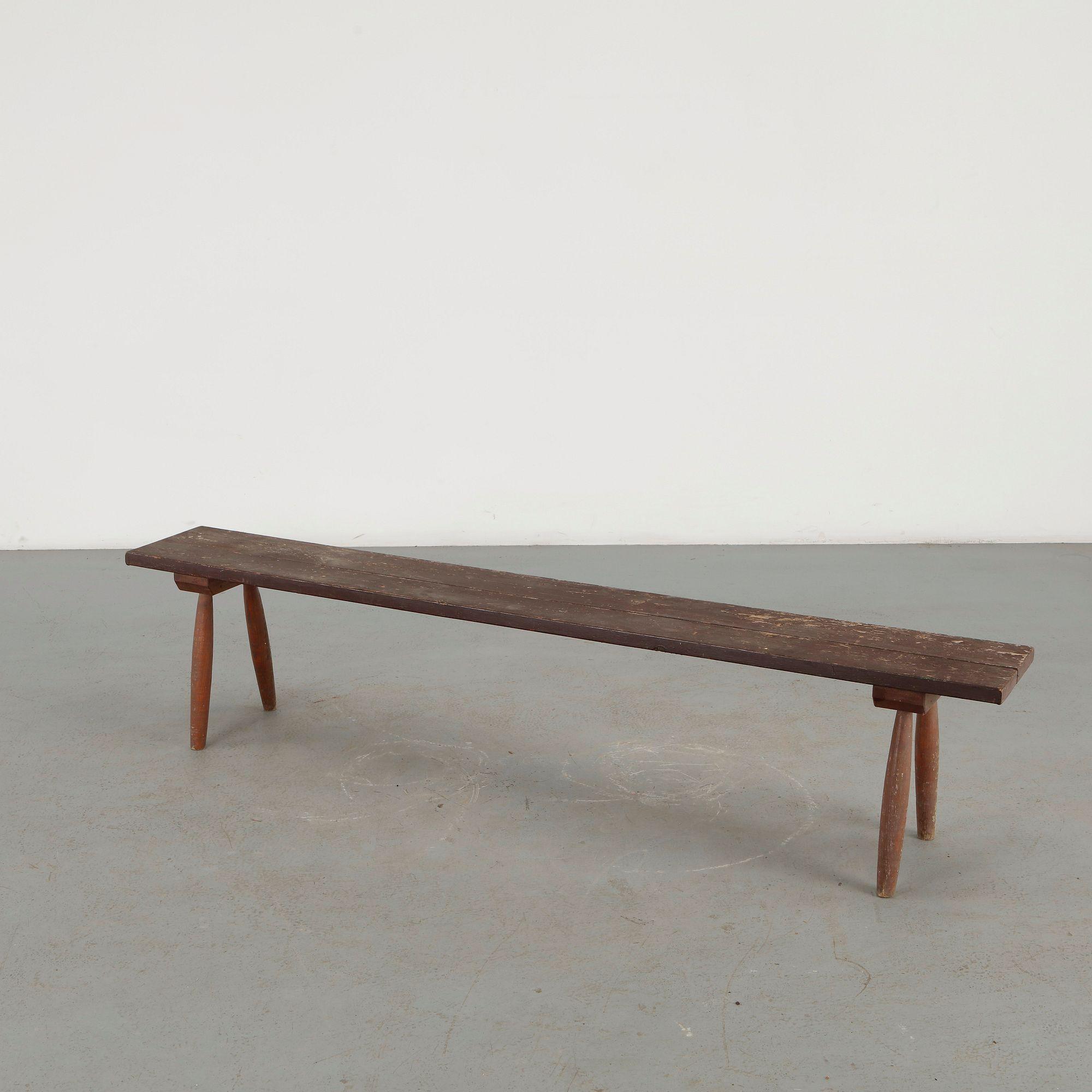 French Rustic Wood Bench, 1960s