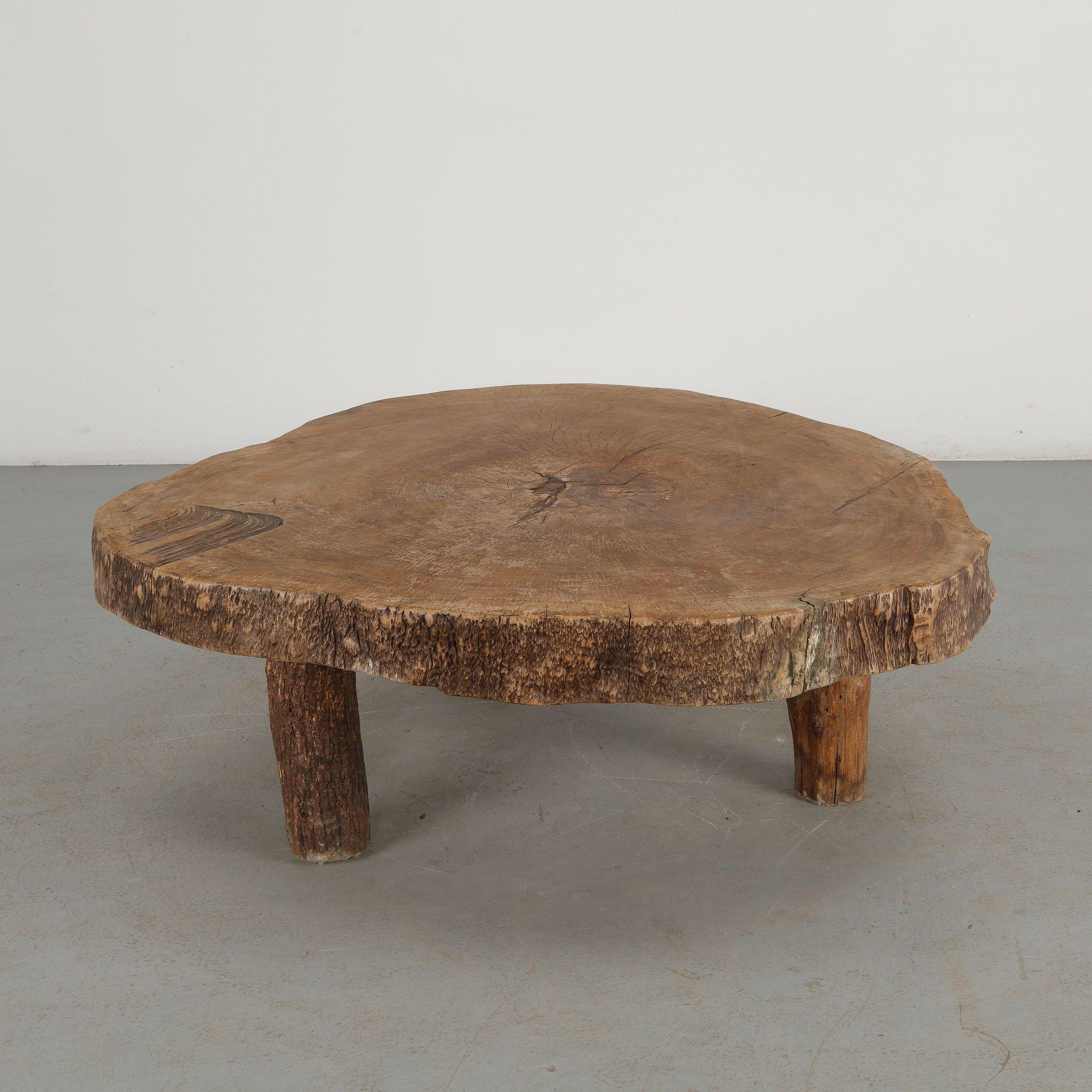 Monumental Live Edge Tree Trunk Table, 1960s