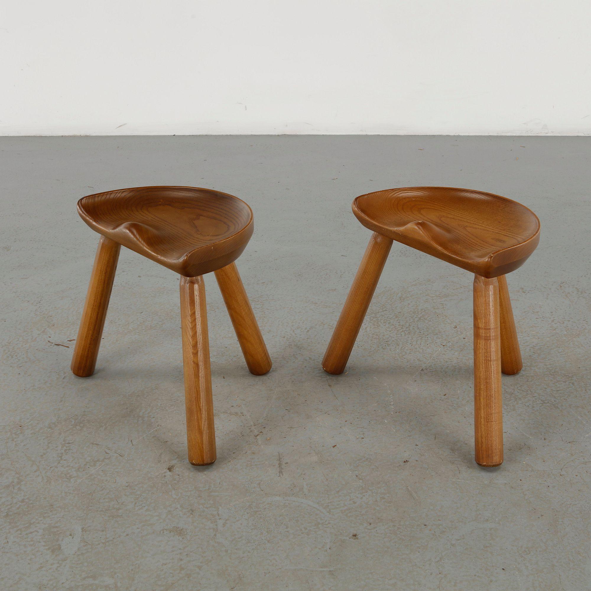Lou Selounet, Pair of Stools, 1960s