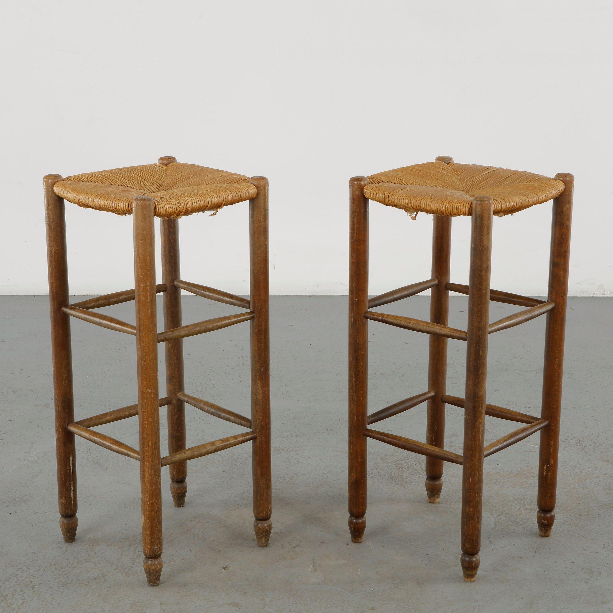 Pair of Rope Bar Stools, France, 1960s
