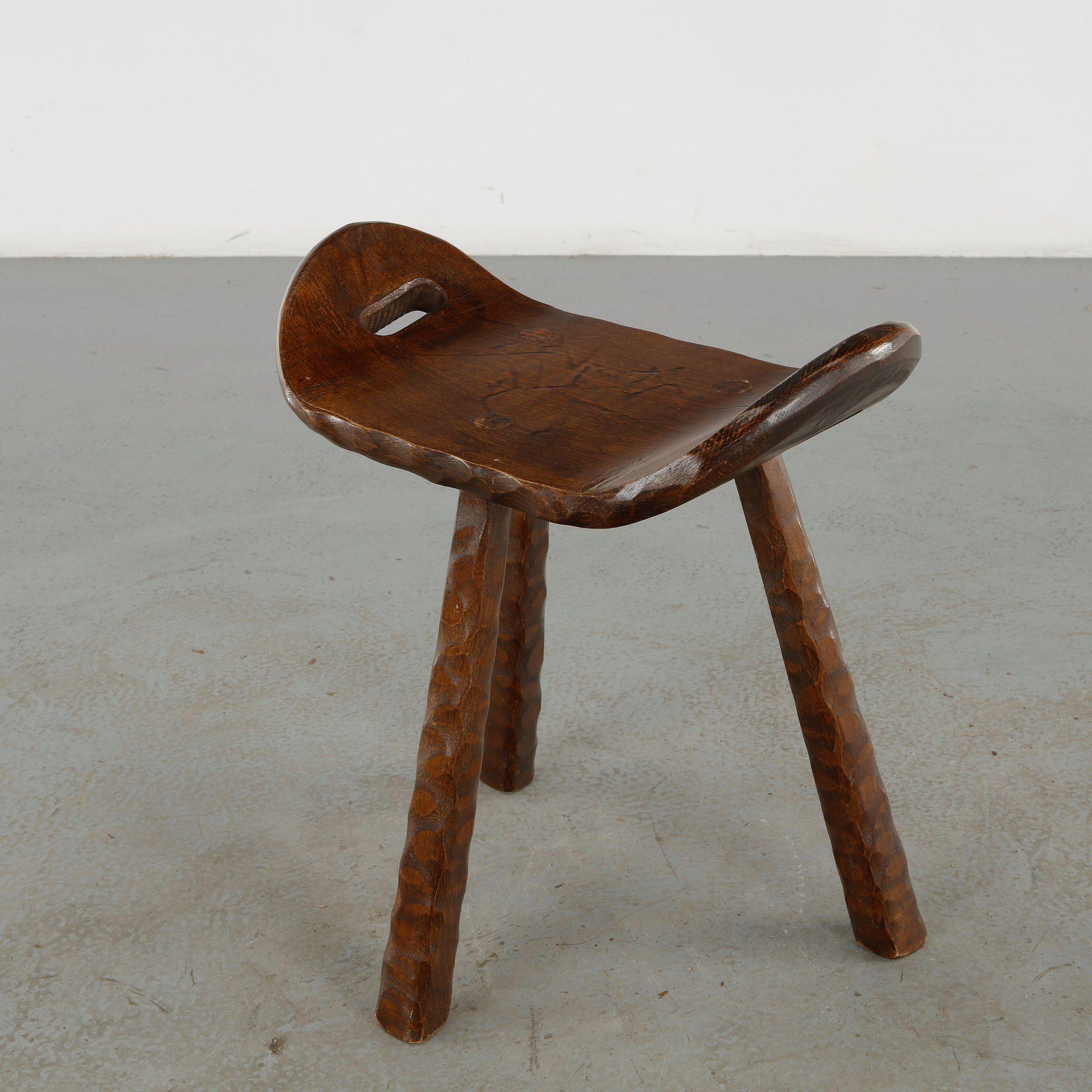 Carved Wooden Saddle Stool, 1960s