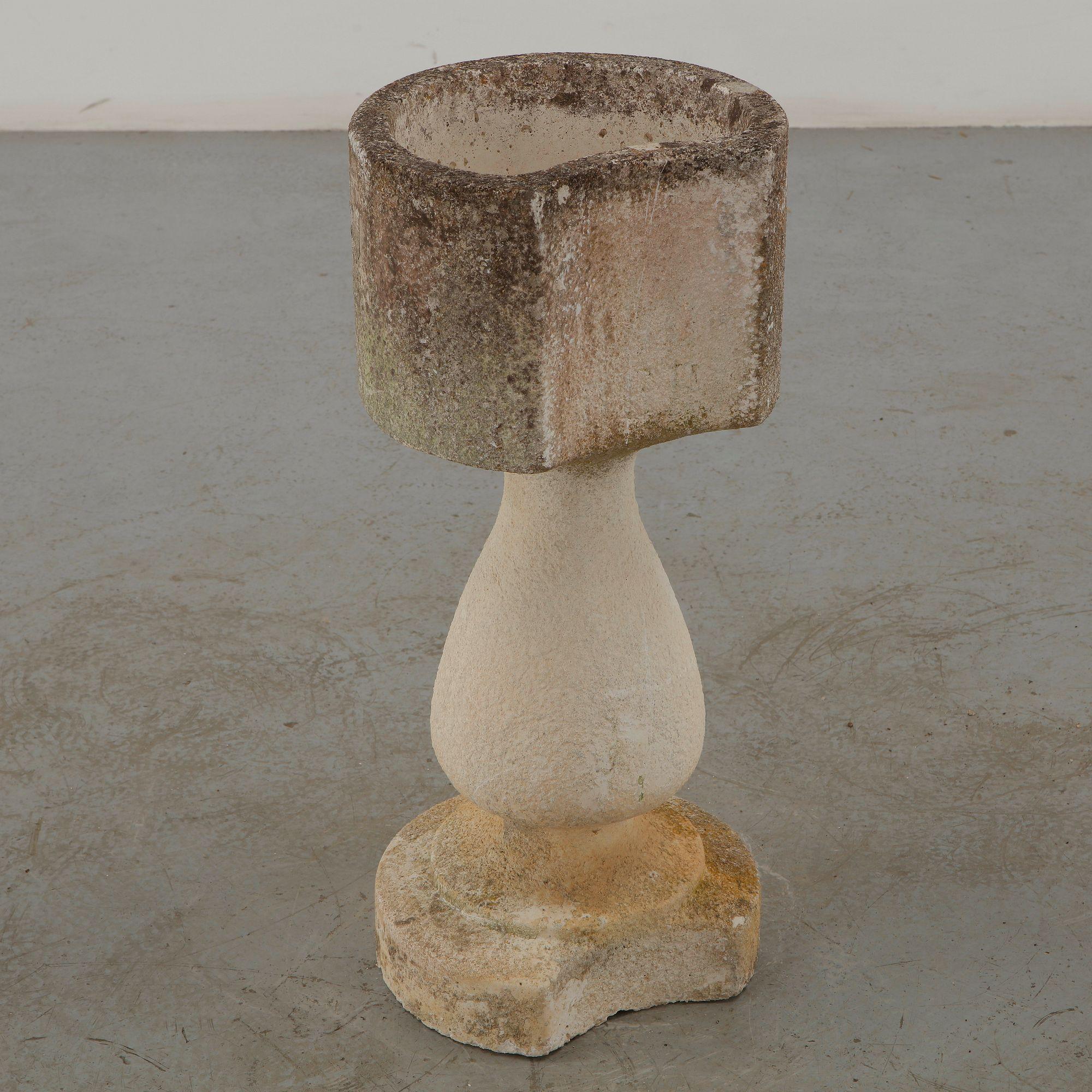 Limestone Half Moon Planter, 1960s