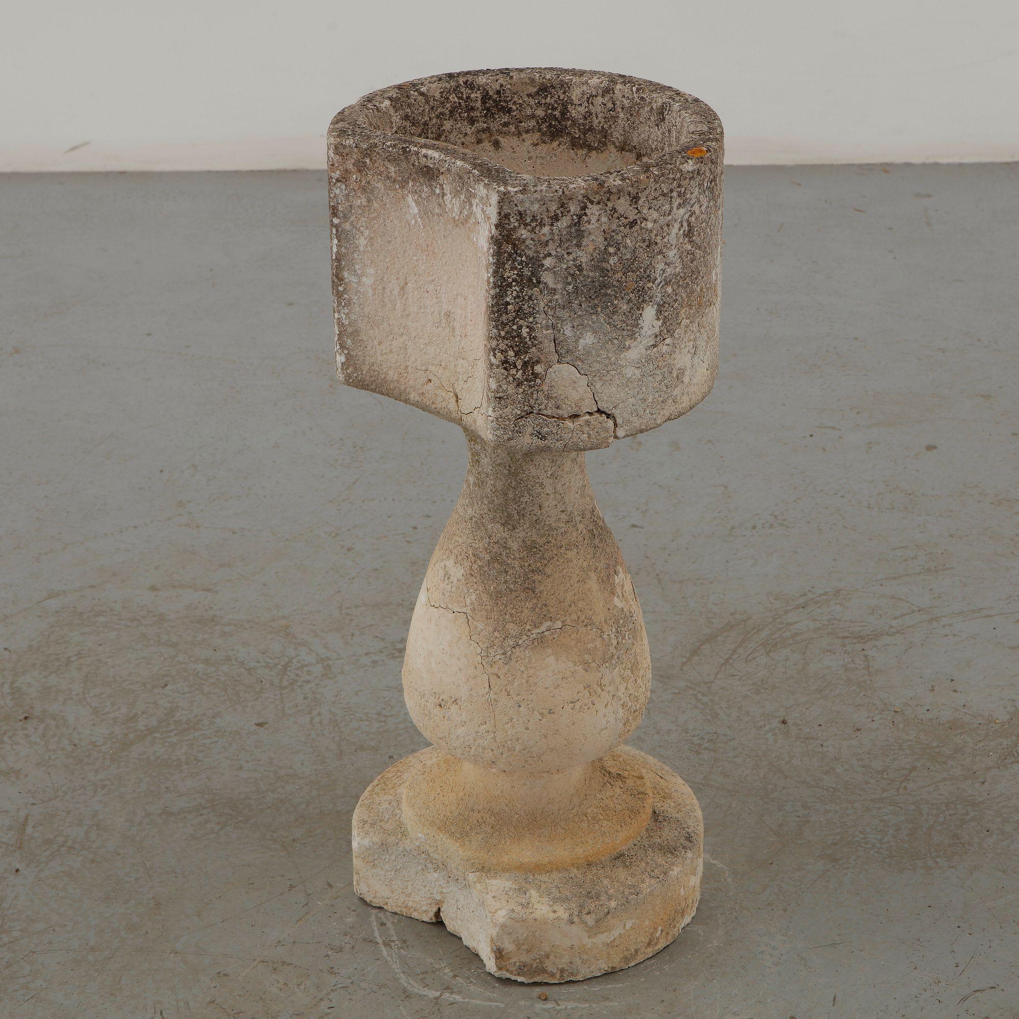 Limestone Half Moon Planter, 1960s