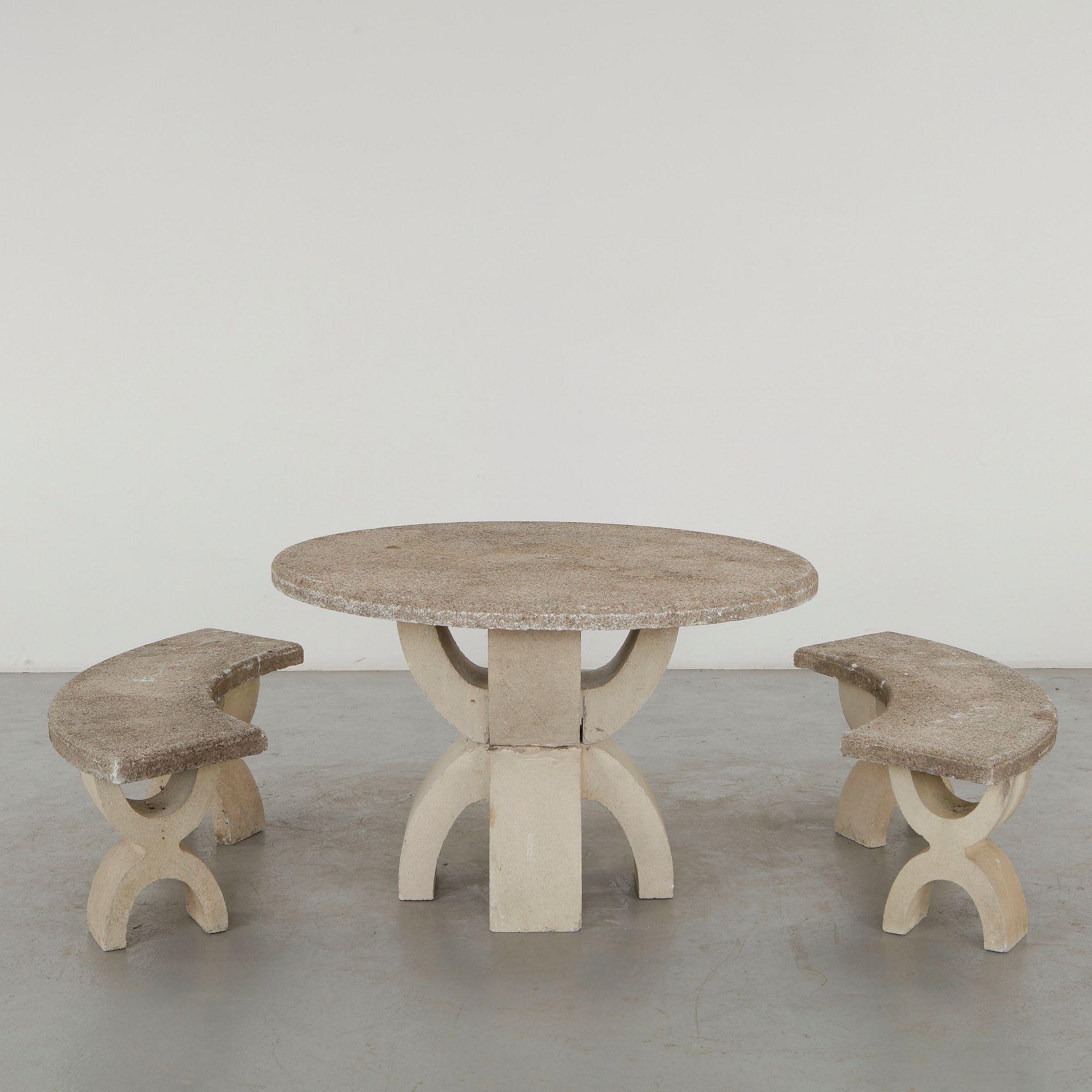 Sculptural Stone Outdoor Dining Set, 1960s