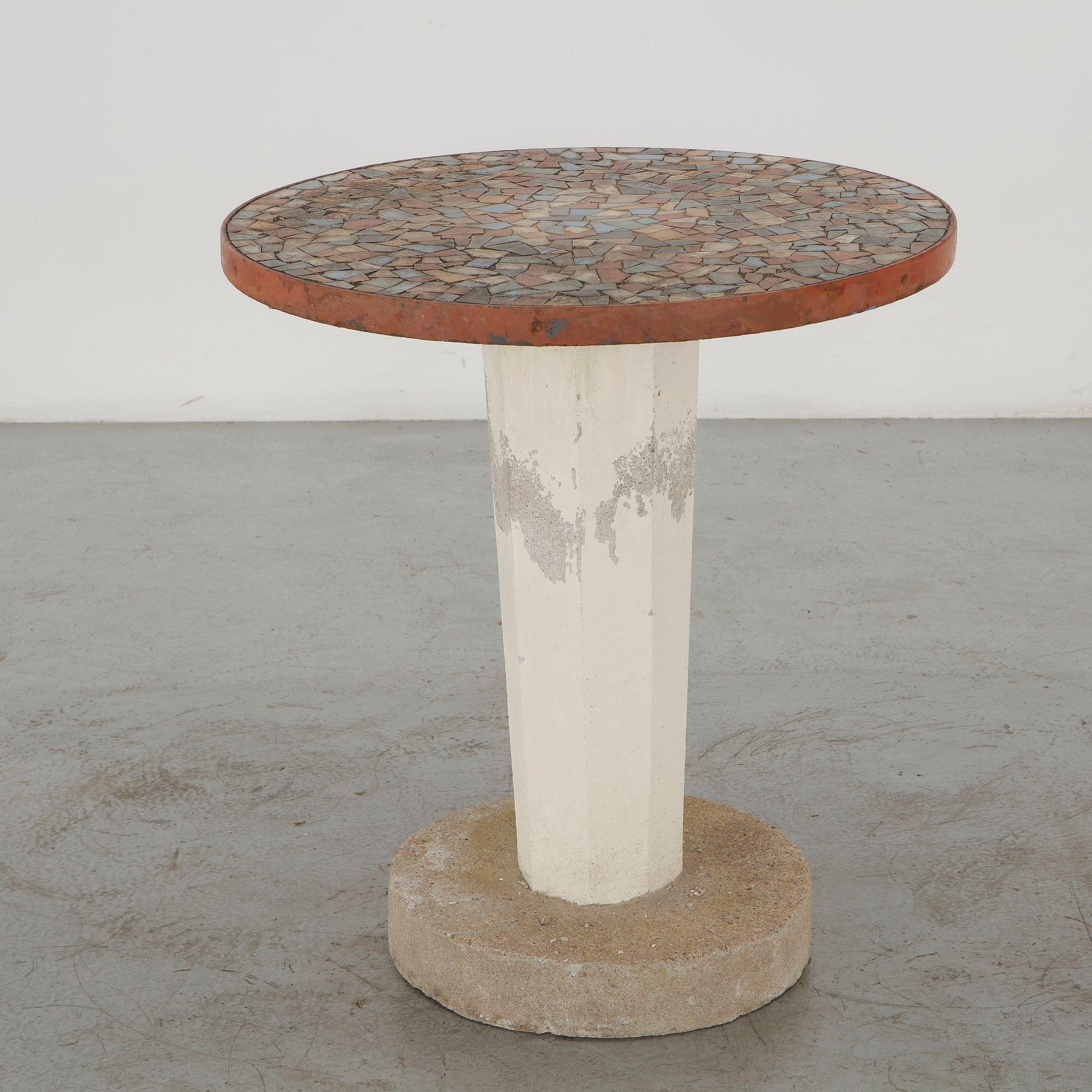 Mosaic Pedestal Side Table with Circular Top, 1960s