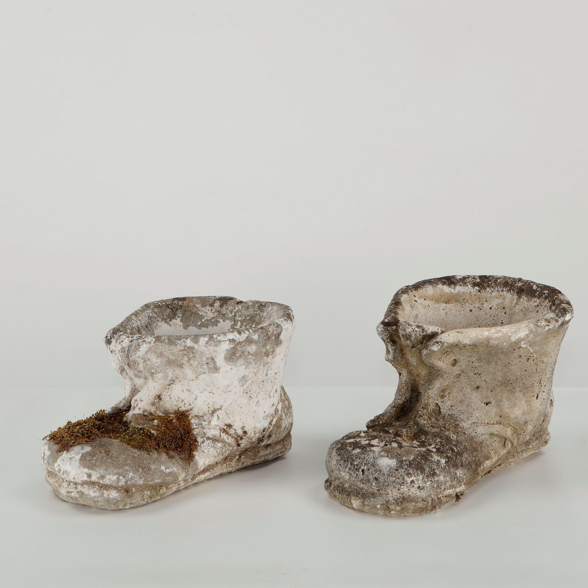 Pair of Concrete Boot Planters, 1960s