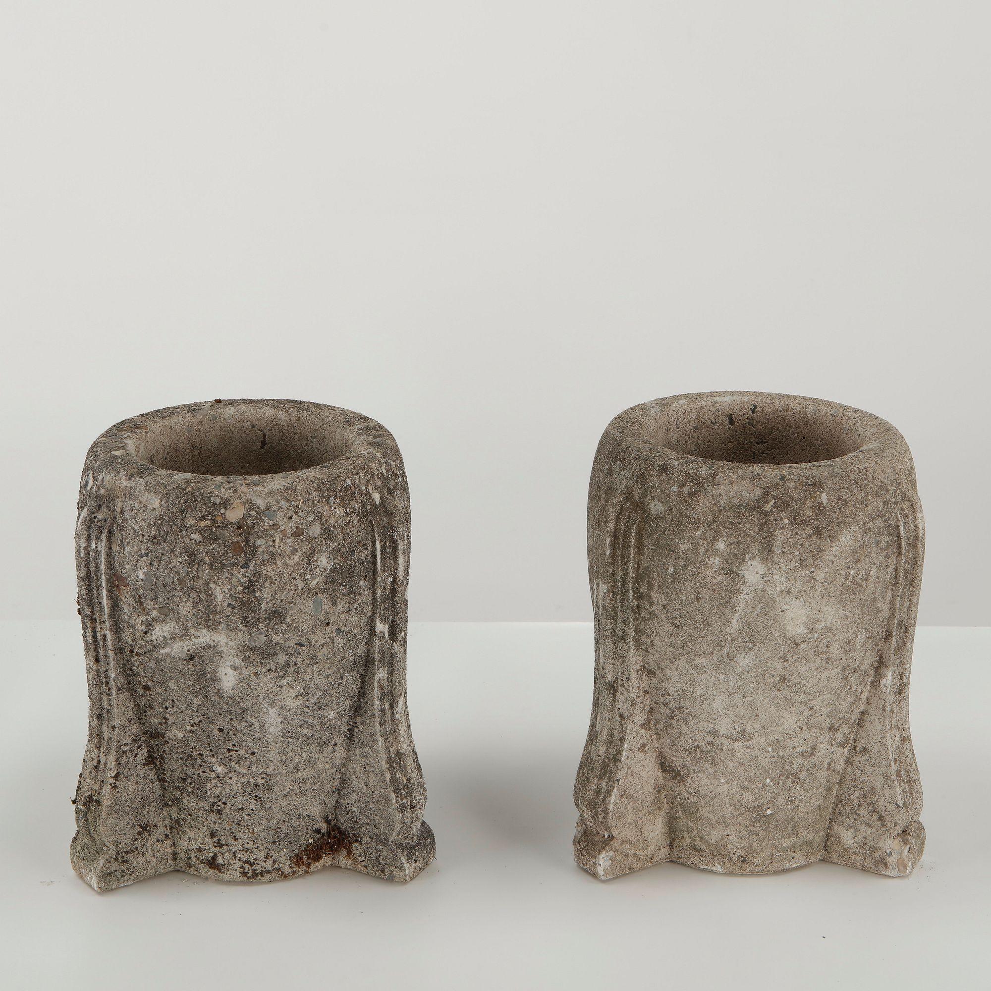Pair of Tripod Stone Planters, 1950s