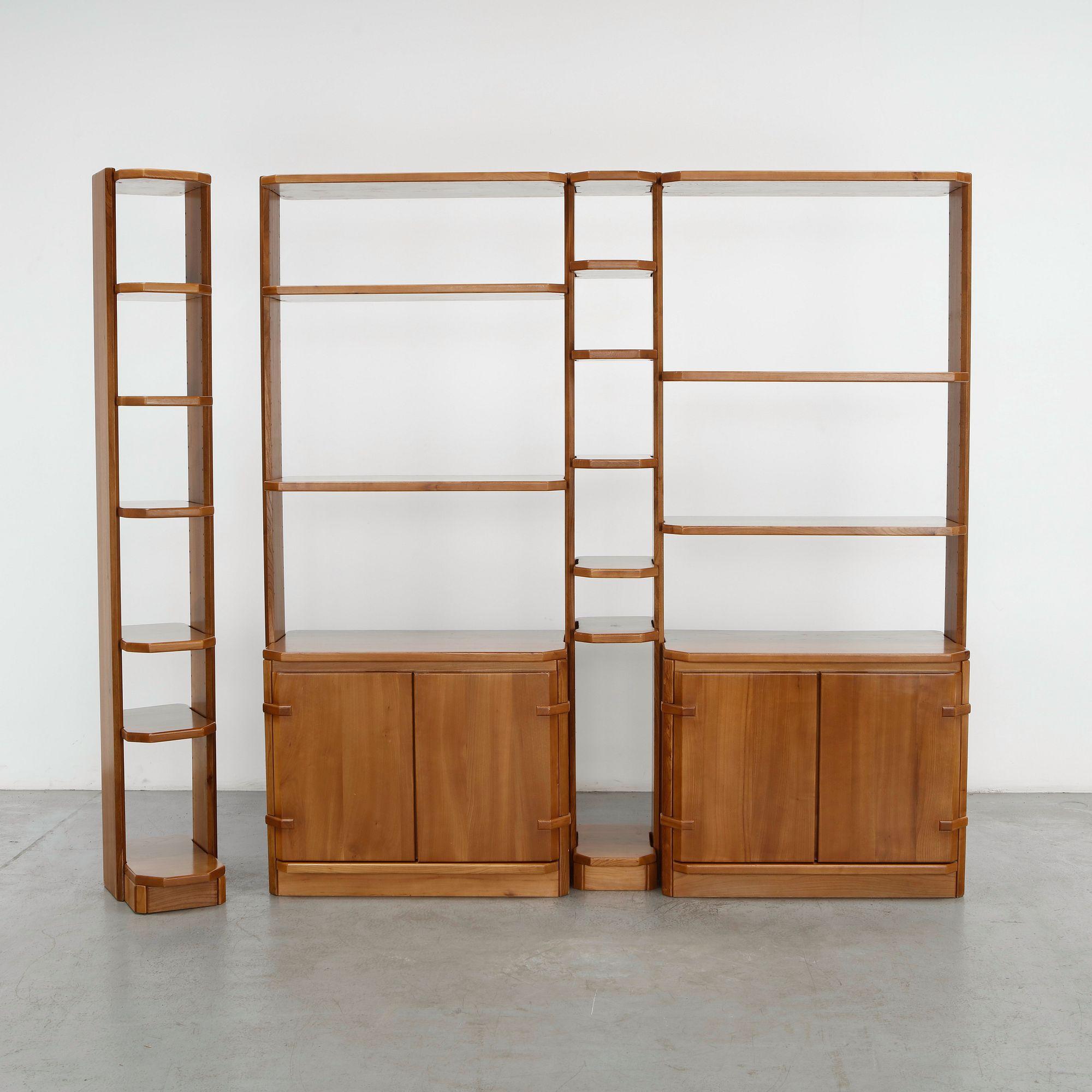 Modular Wood Bookcase in the style of Pierre Chapo, 1960s