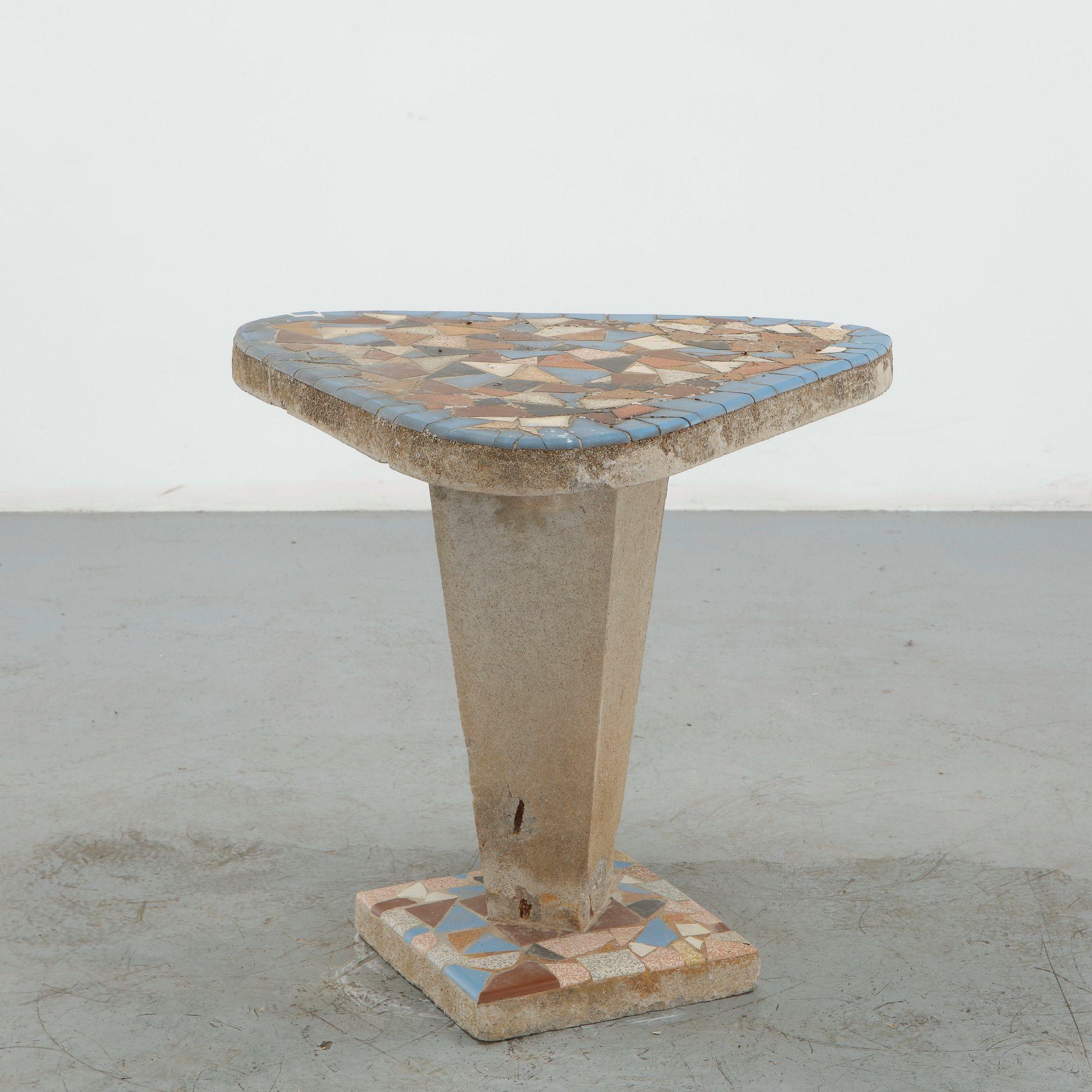 Mosaic Concrete Outdoor Table, 1960s