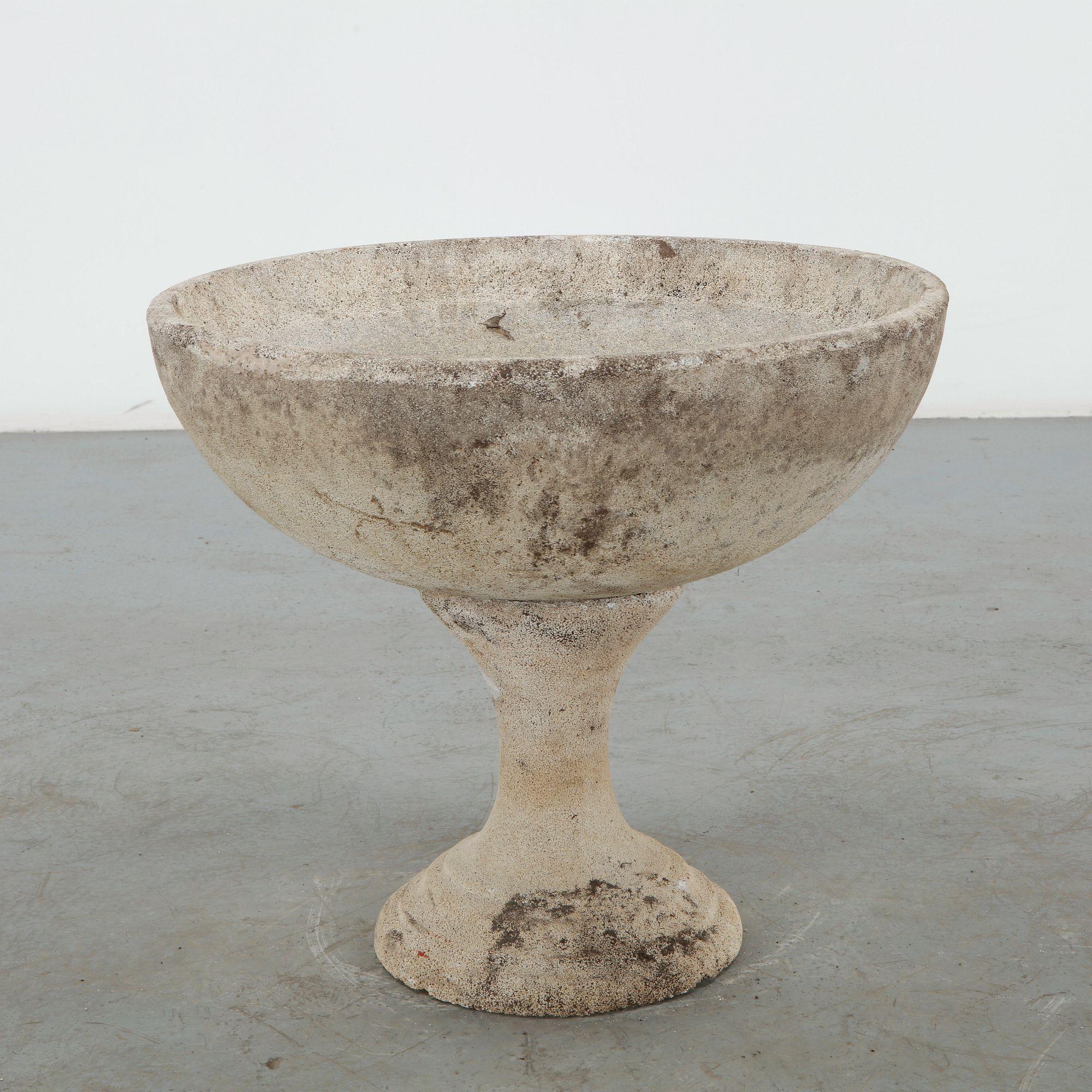 Cast Stone Planter on Stand, 1960s
